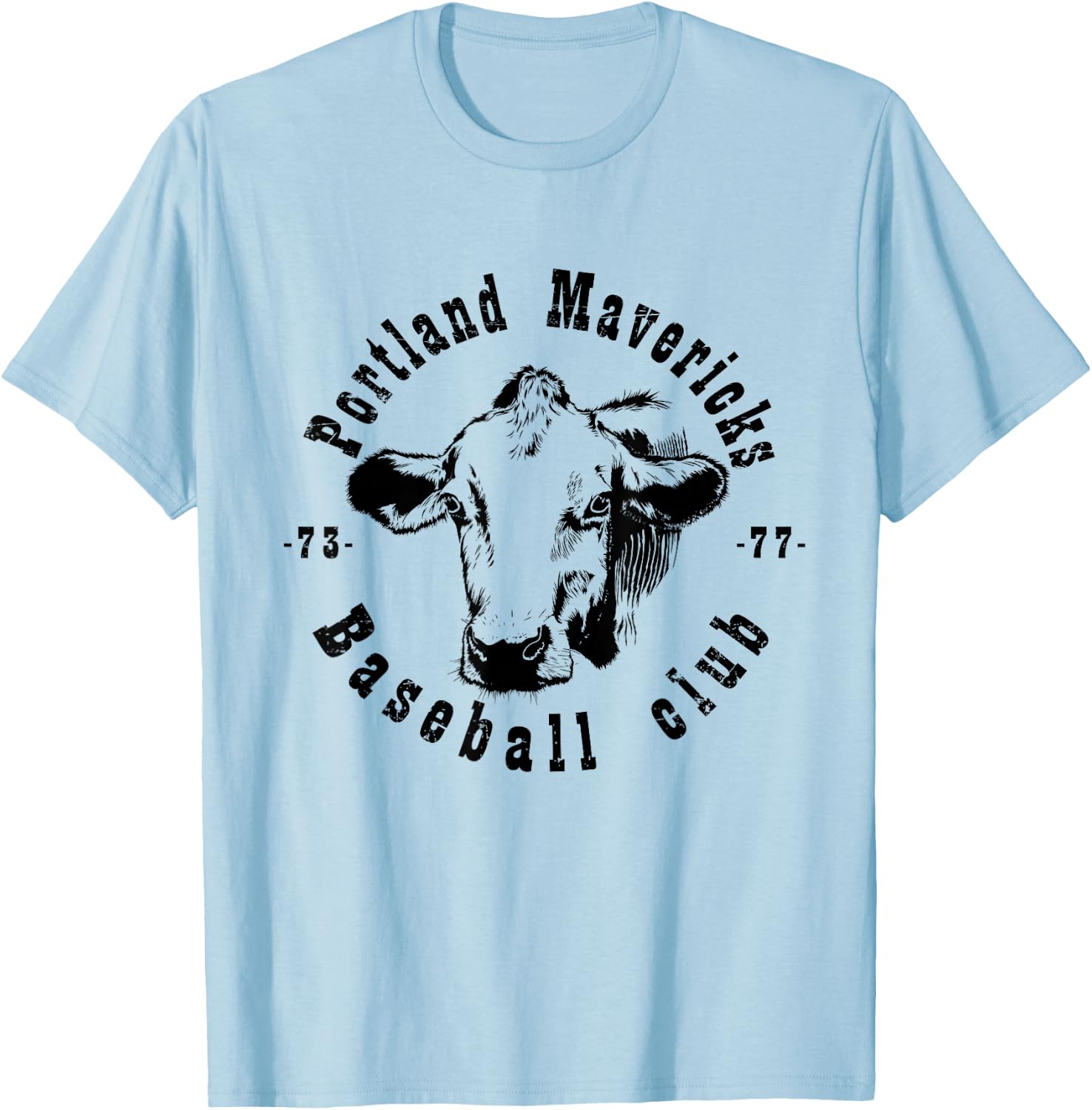 Portland T Shirt Cows Mavericks Baseball Vintage For T-Shirt - T-Shirt | Light Blue
