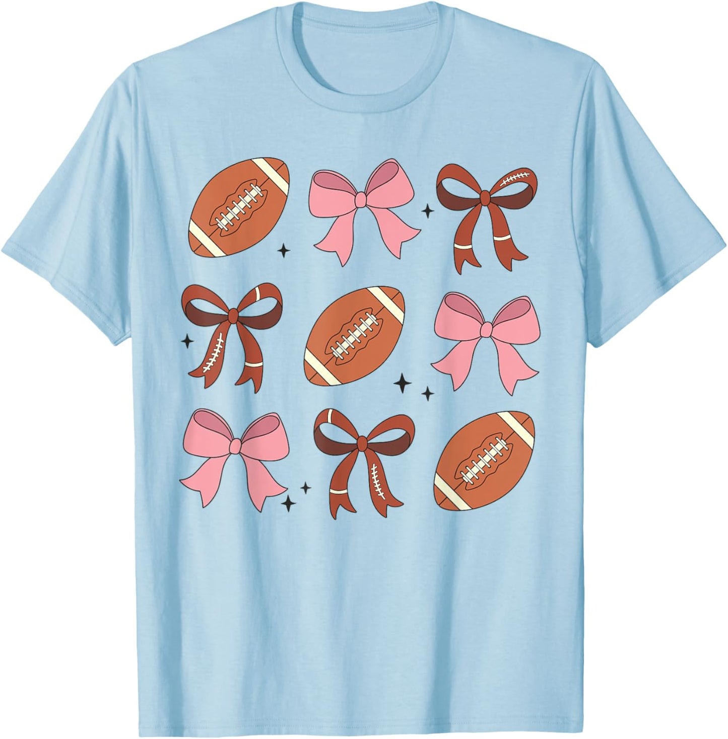 Vintage Football Coquette Pink Girls Sport T-Shirt - T-Shirt | Light Blue