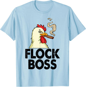 Funny White Smoking Chicken Shirt Flock Boss Women T-Shirt - T-Shirt | Light Blue