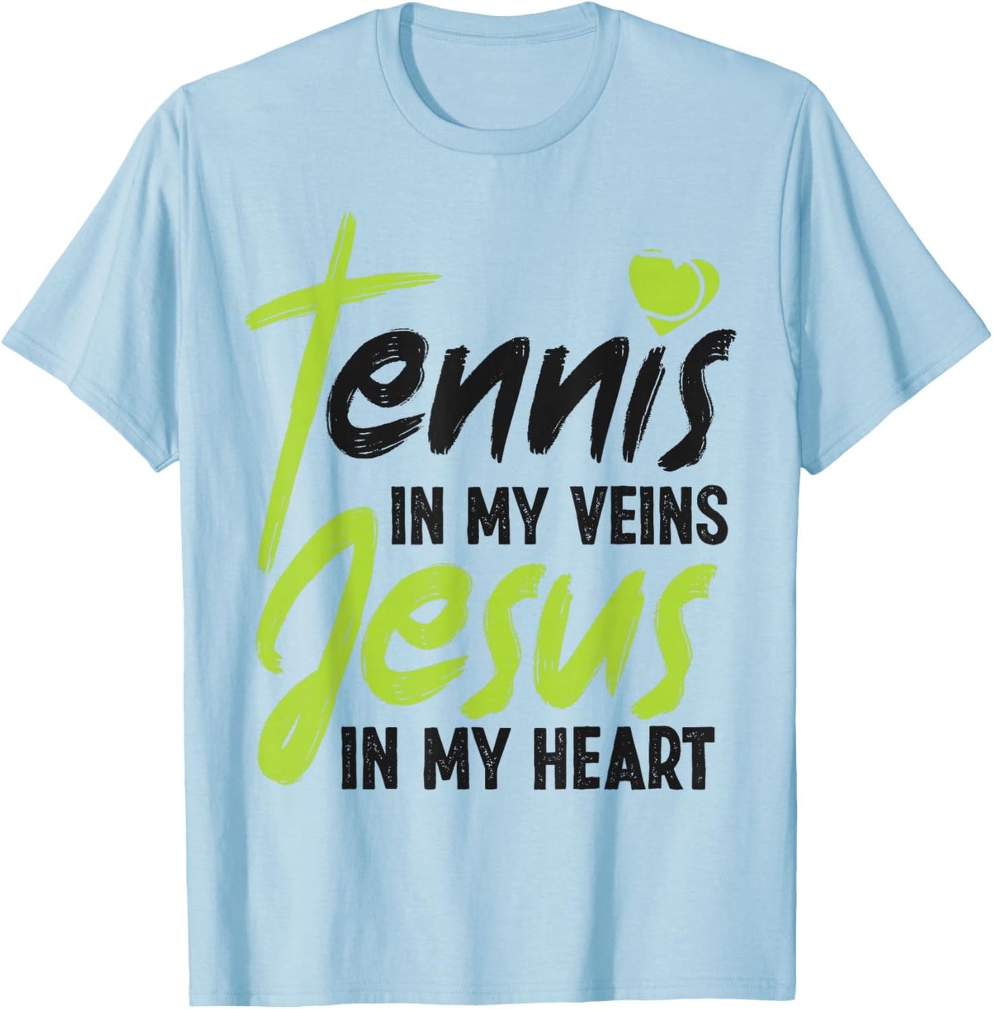 Funny Tennis Player Racket Jesus Faith Christian Tennis In T-Shirt - T-Shirt | Light Blue