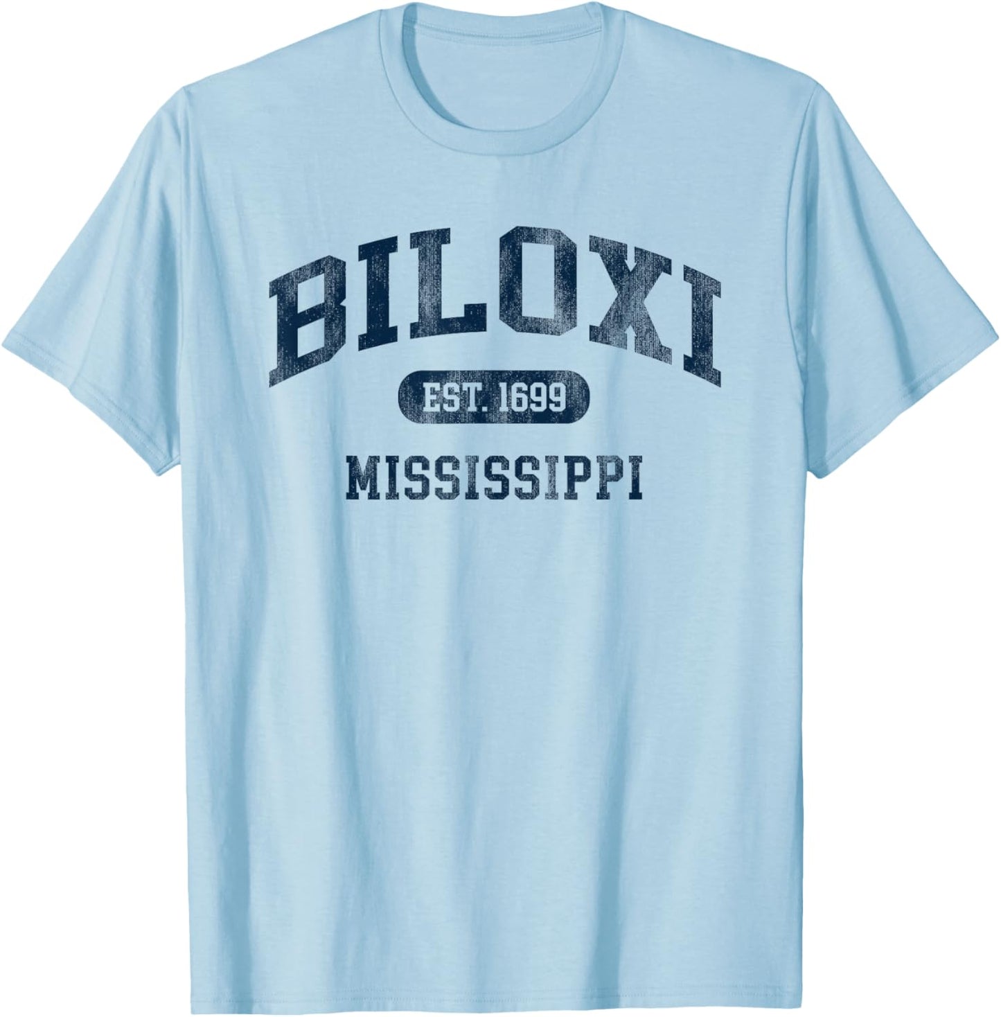 Biloxi Mississippi Est 1699 Retro Preppy Throwback Souvenir T-Shirt - T-Shirt | Light Blue