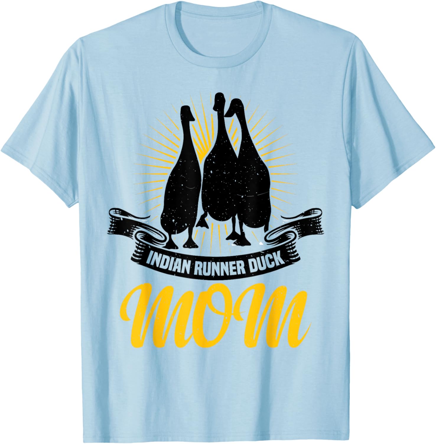 Running Duck Indian Runner Duck Ducklings - White, Small, Short Sleeve, , Classic Fit, Animal Print, Casual Vacation T-Shirt - T-Shirt | Light Blue