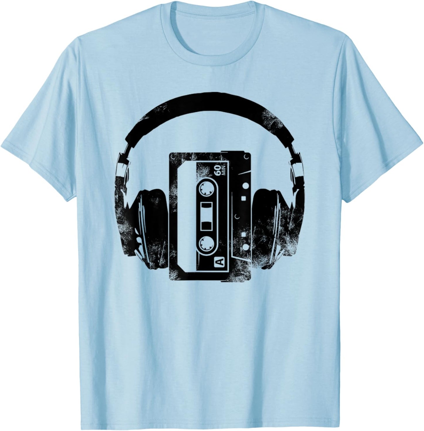Music Retro Style Retro Headphone 80s Cassette Tape T-Shirt - T-Shirt | Light Blue