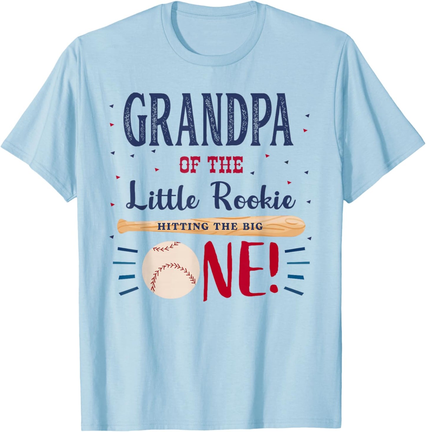 Grandpa First Birthday Little Rookie Baseball The Big One T-Shirt - T-Shirt | Light Blue