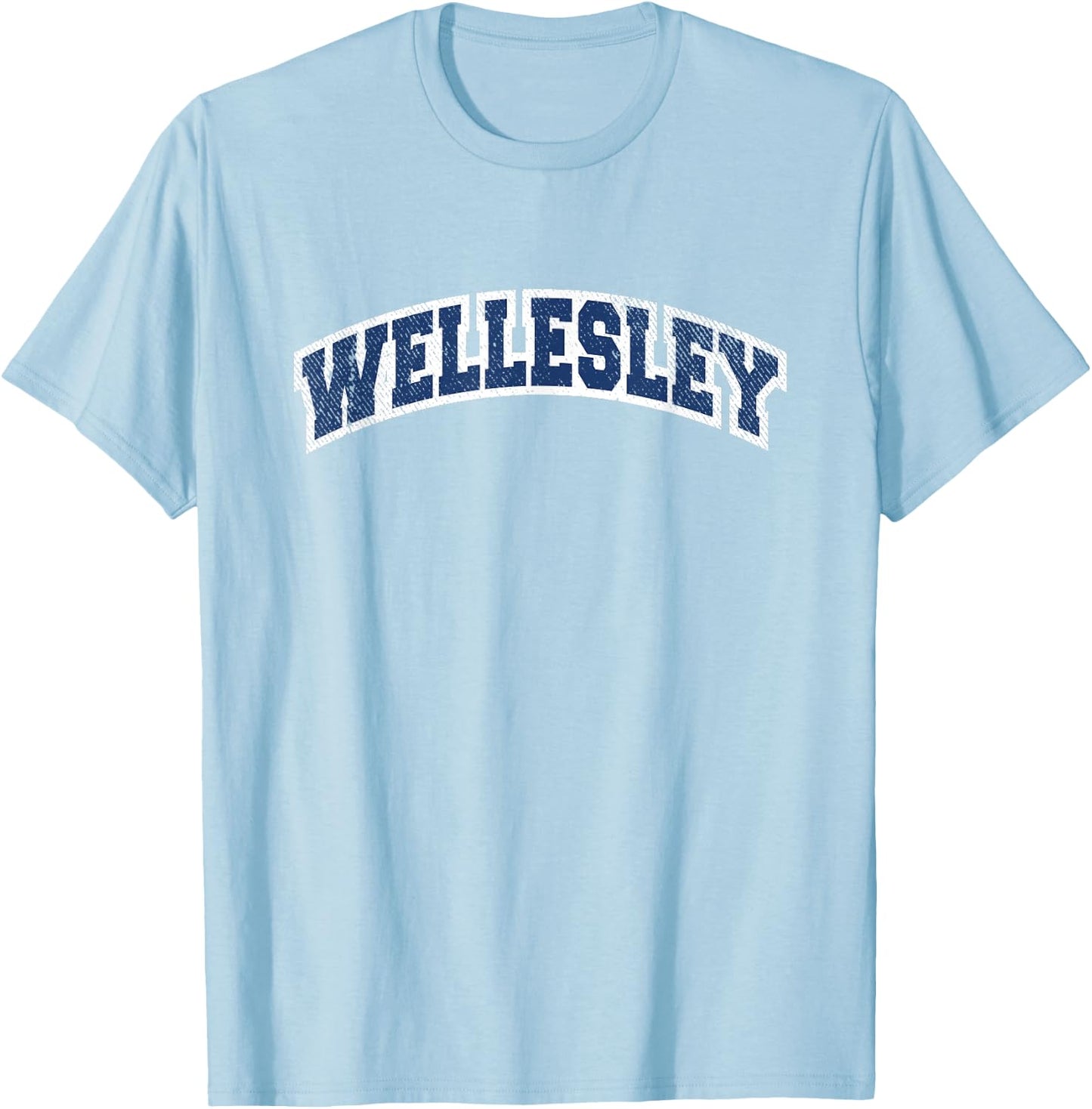 Wellesley Massachusetts Varsity Style Vintage T-Shirt - T-Shirt | Light Blue