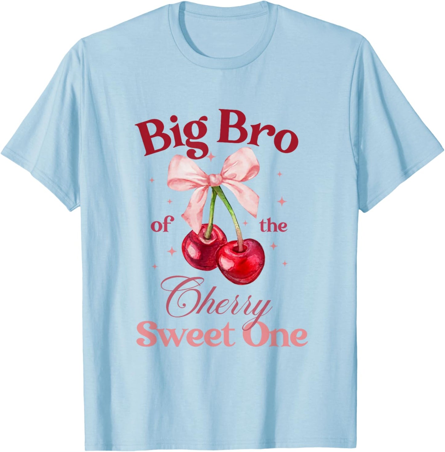 Brother of The Cherry Sweet One Preppy Bow First Birthday T-Shirt - T-Shirt | Light Blue