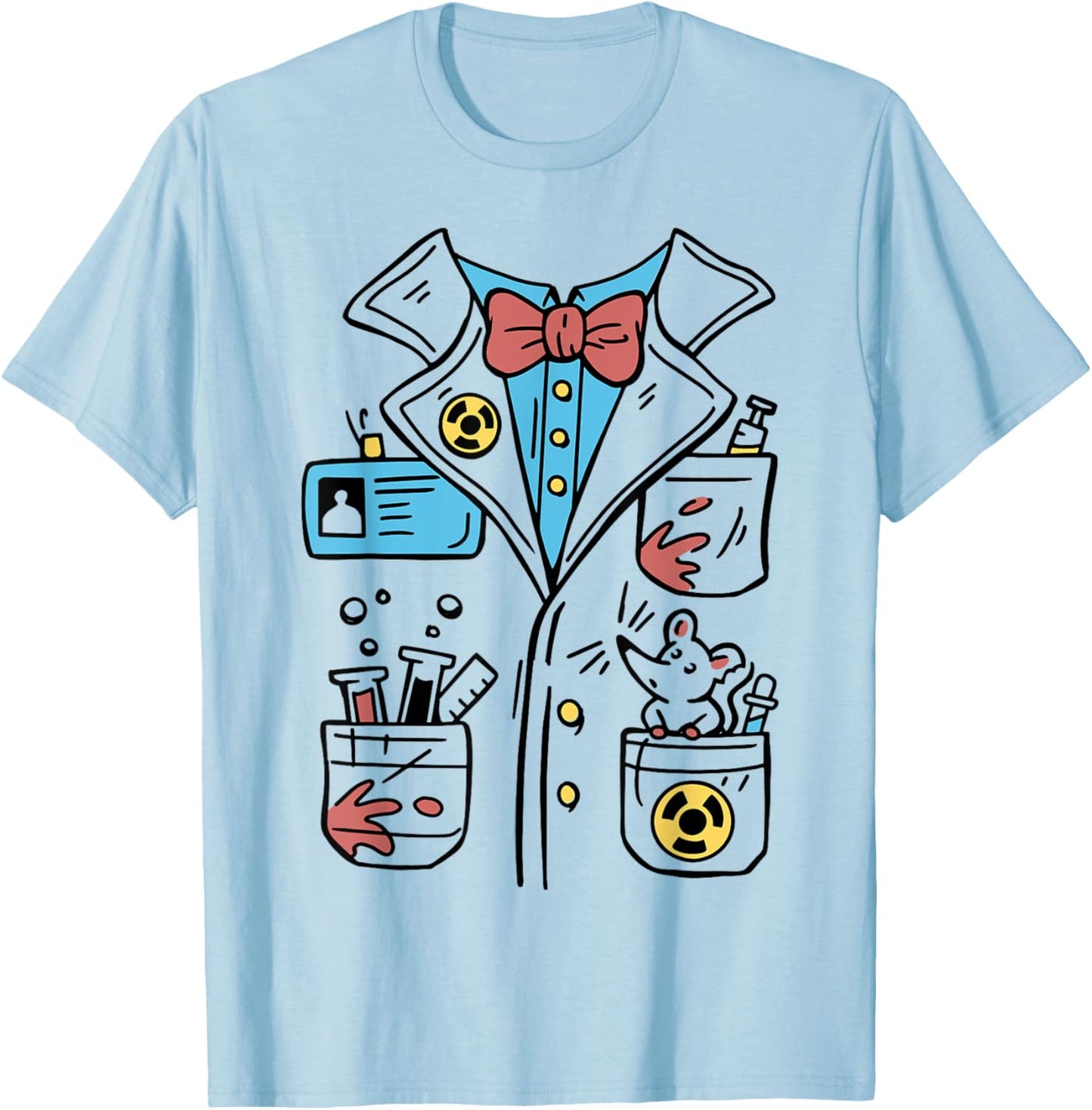 Mad Scientist Costume Funny Easy Lab Coat Halloween Graphic T-Shirt - T-Shirt | Light Blue