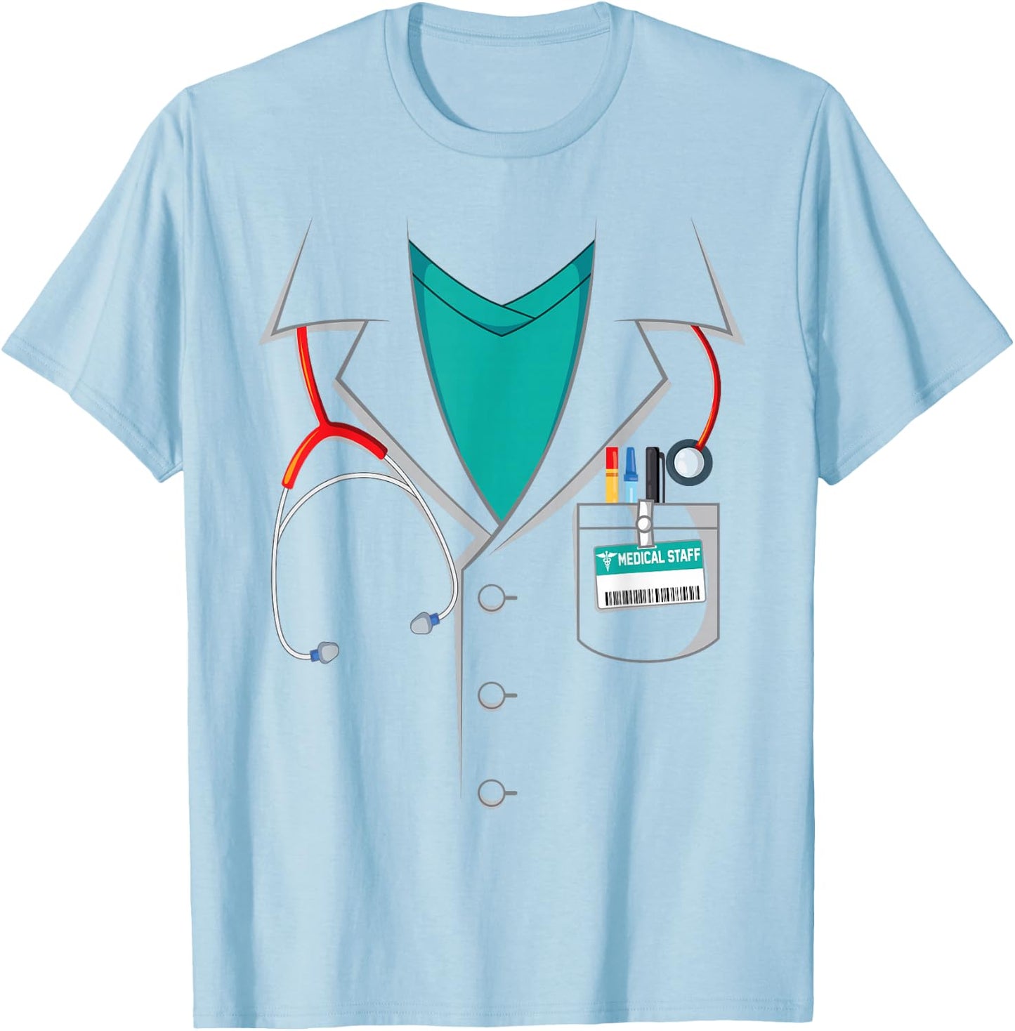 Doctor Lab Coat Funny Halloween Costume White T-Shirt - T-Shirt | Light Blue
