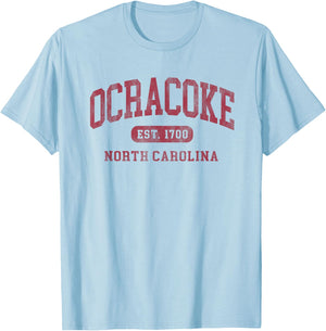 Ocracoke North Carolina Vintage Established 1700 Souvenir T-Shirt - T-Shirt | Light Blue