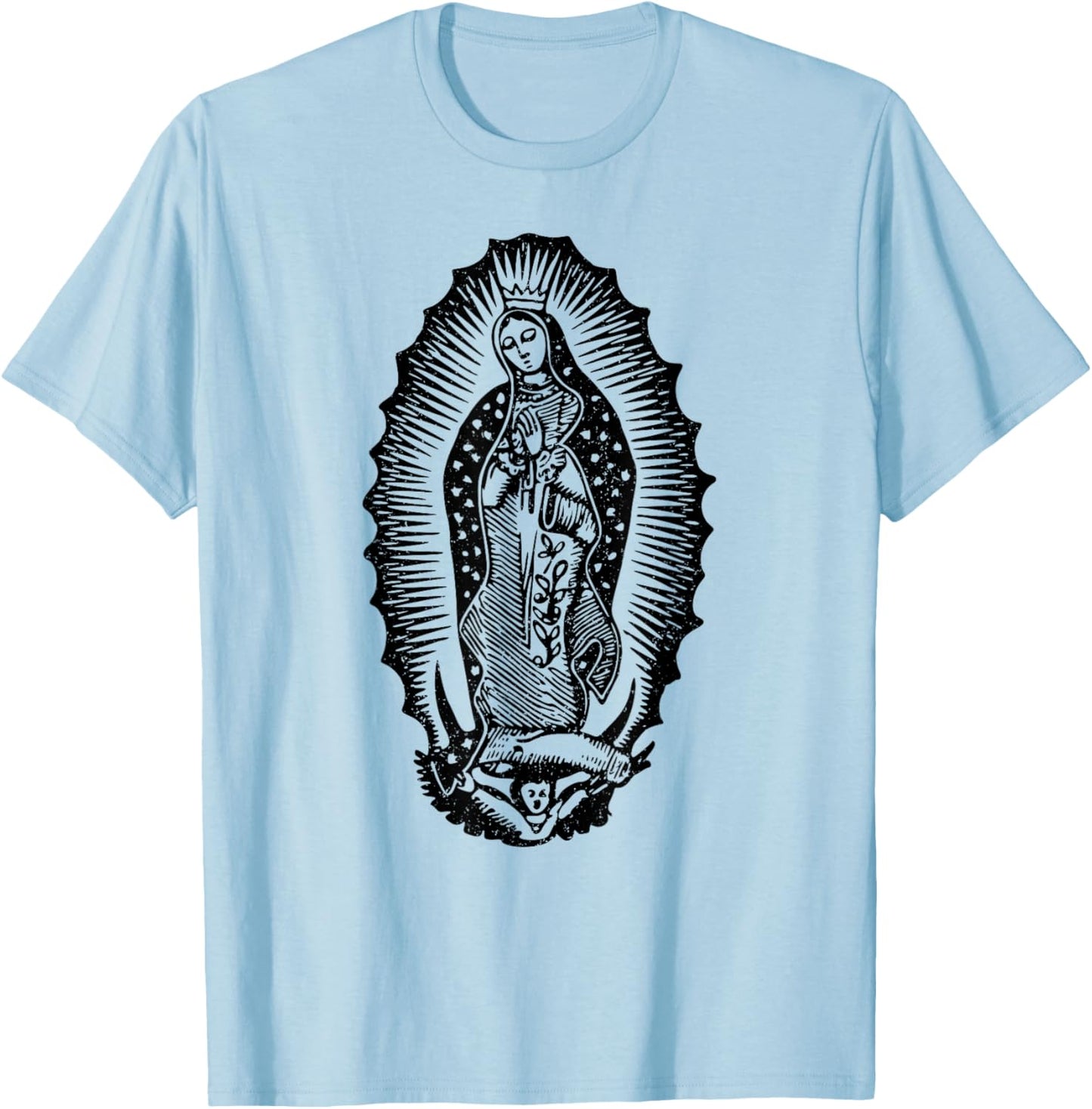 Our Lady of Guadalupe Virgin Mary Mother of Jesus T-Shirt - T-Shirt | Light Blue