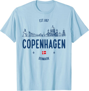 Copenhagen Denmark Travel T-Shirt - T-Shirt | Light Blue