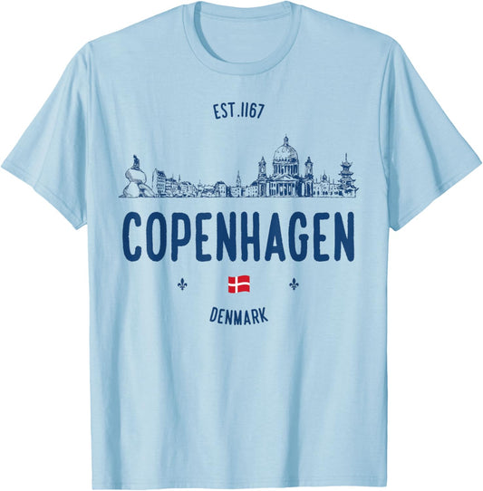 Copenhagen Denmark Travel T-Shirt - T-Shirt | Light Blue