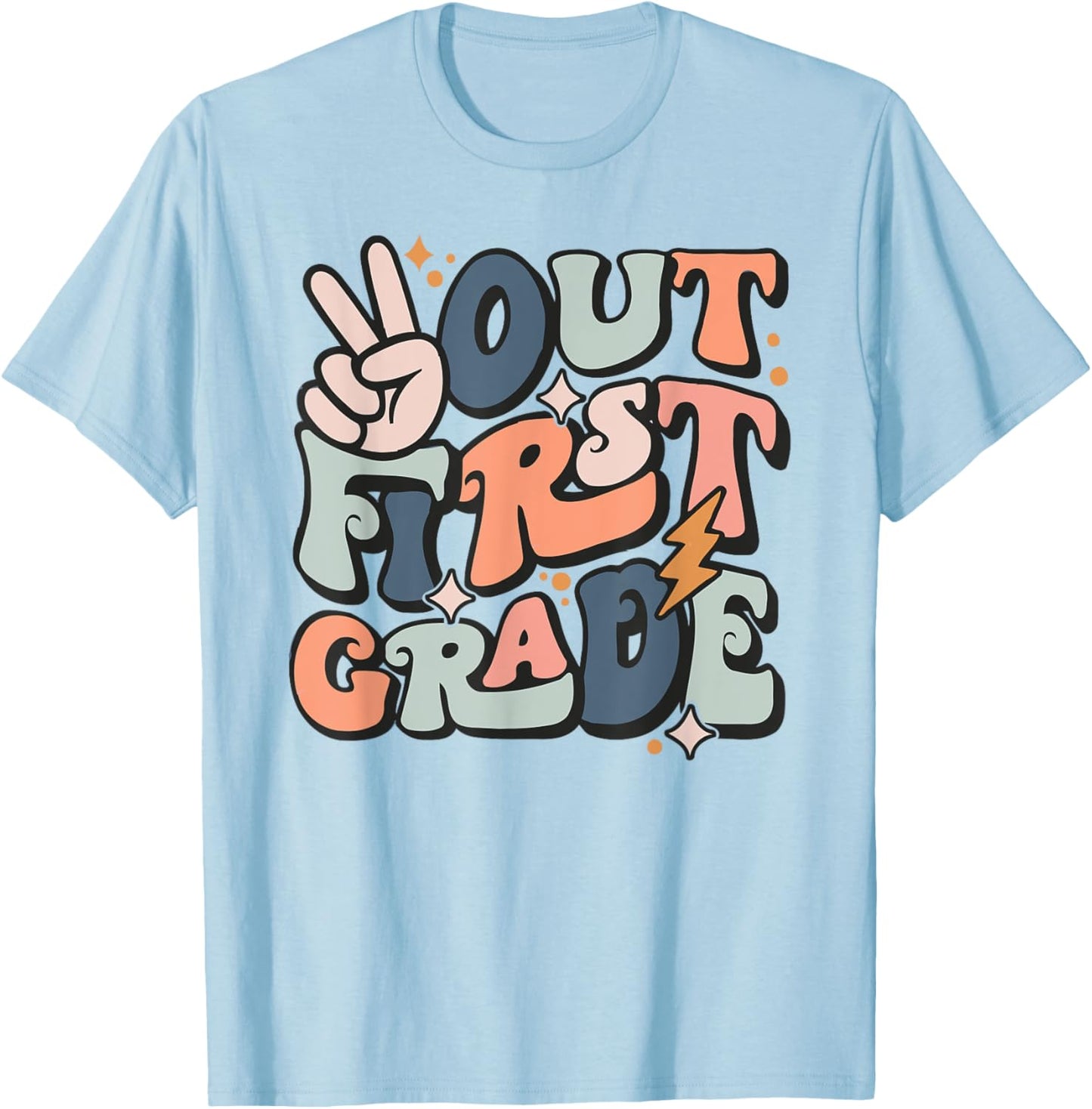 Last Day Of 1st Grade Smile Face Peace Out First Grade T-Shirt - T-Shirt | Light Blue