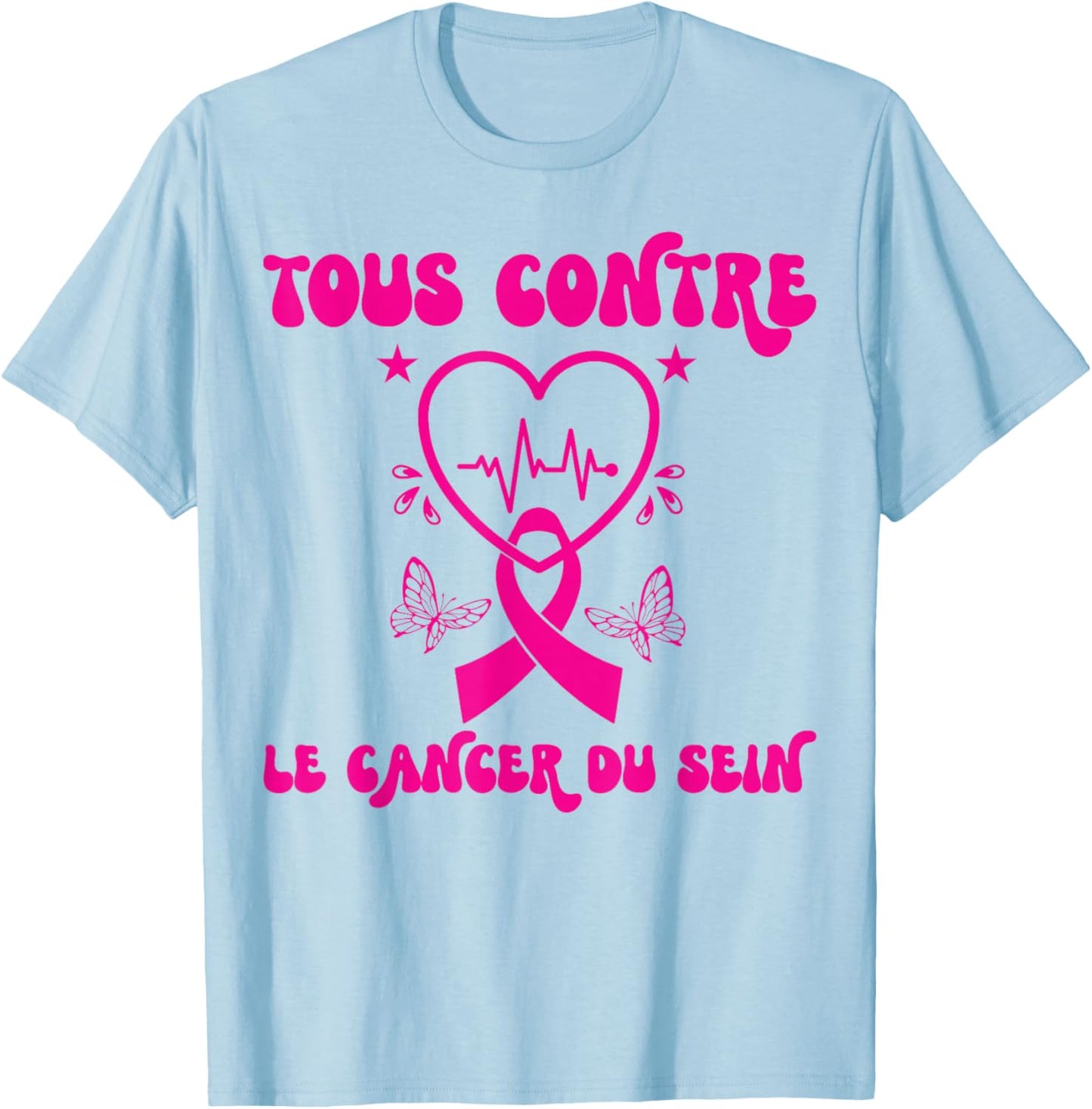 All Against Breast Cancer Awareness Month Ribbon , white, S T-Shirt - T-Shirt | Light Blue