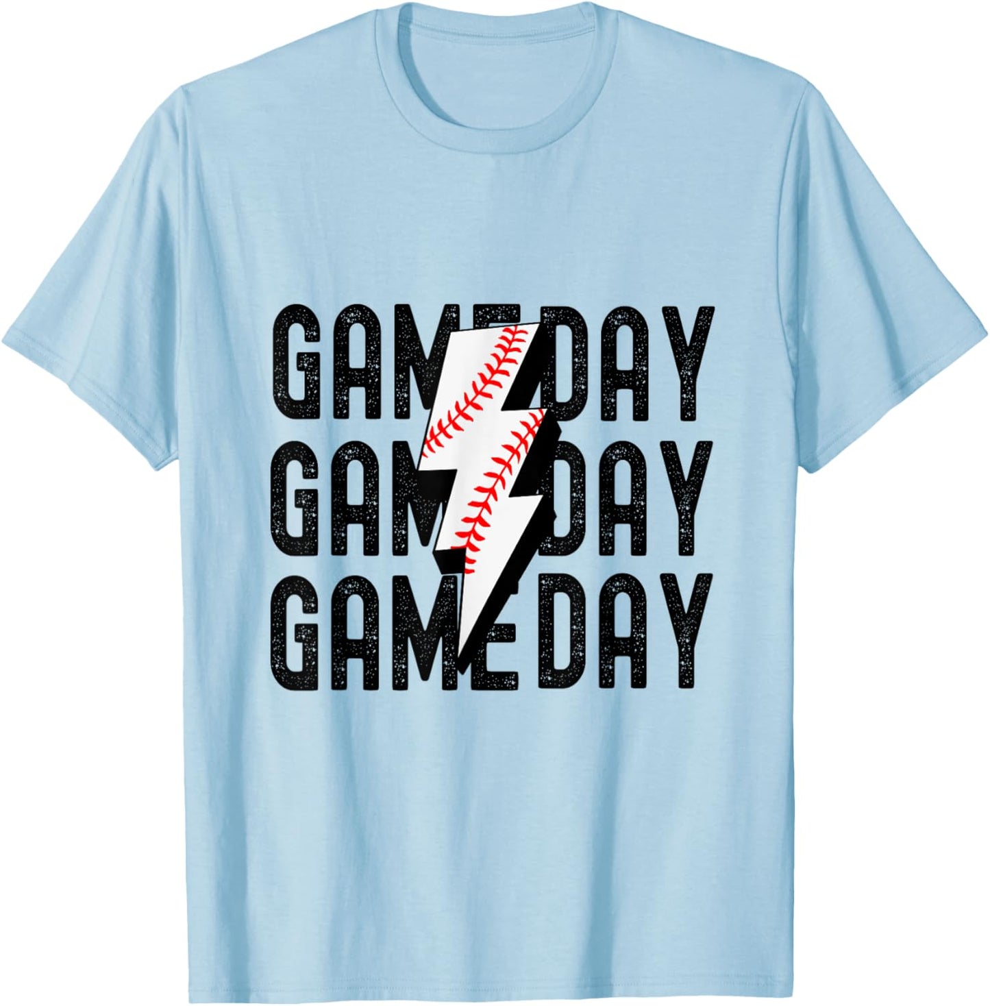 Vintage Game Day Baseball Lightning Funny Baseball Team T-Shirt - T-Shirt | Light Blue