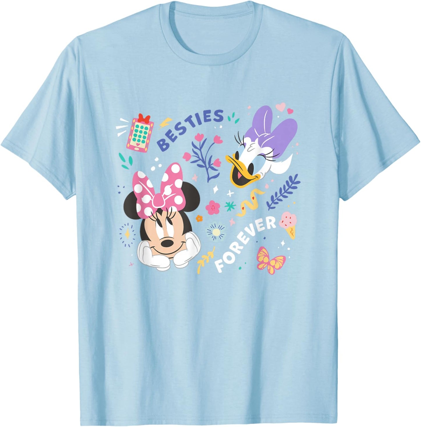 Disney Mickey And Friends Minnie & Daisy Besties Forever T-Shirt - T-Shirt | Light Blue