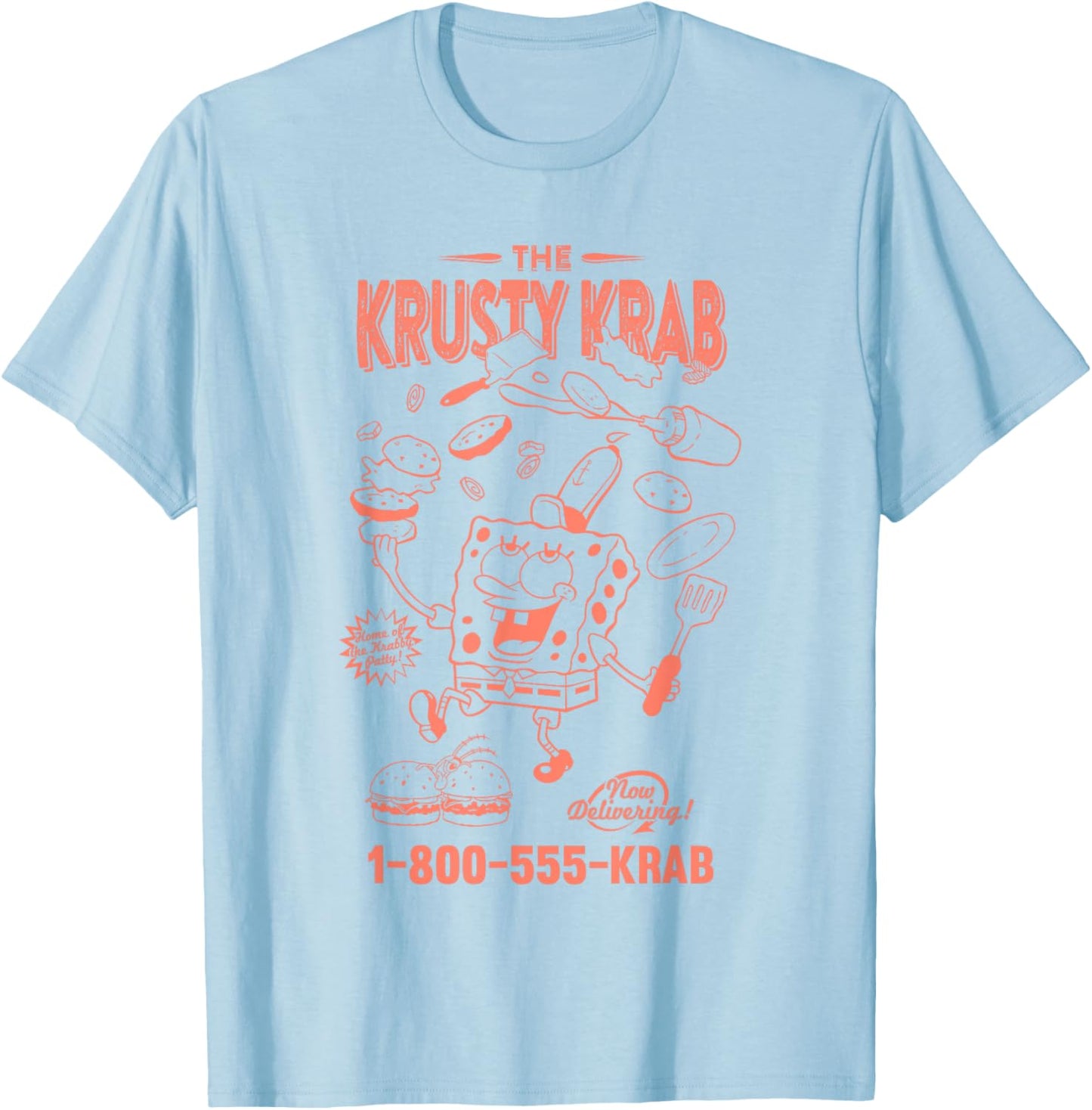 SpongeBob SquarePants The Krusty Krab Delivery Vintage Ad T-Shirt - T-Shirt | Light Blue