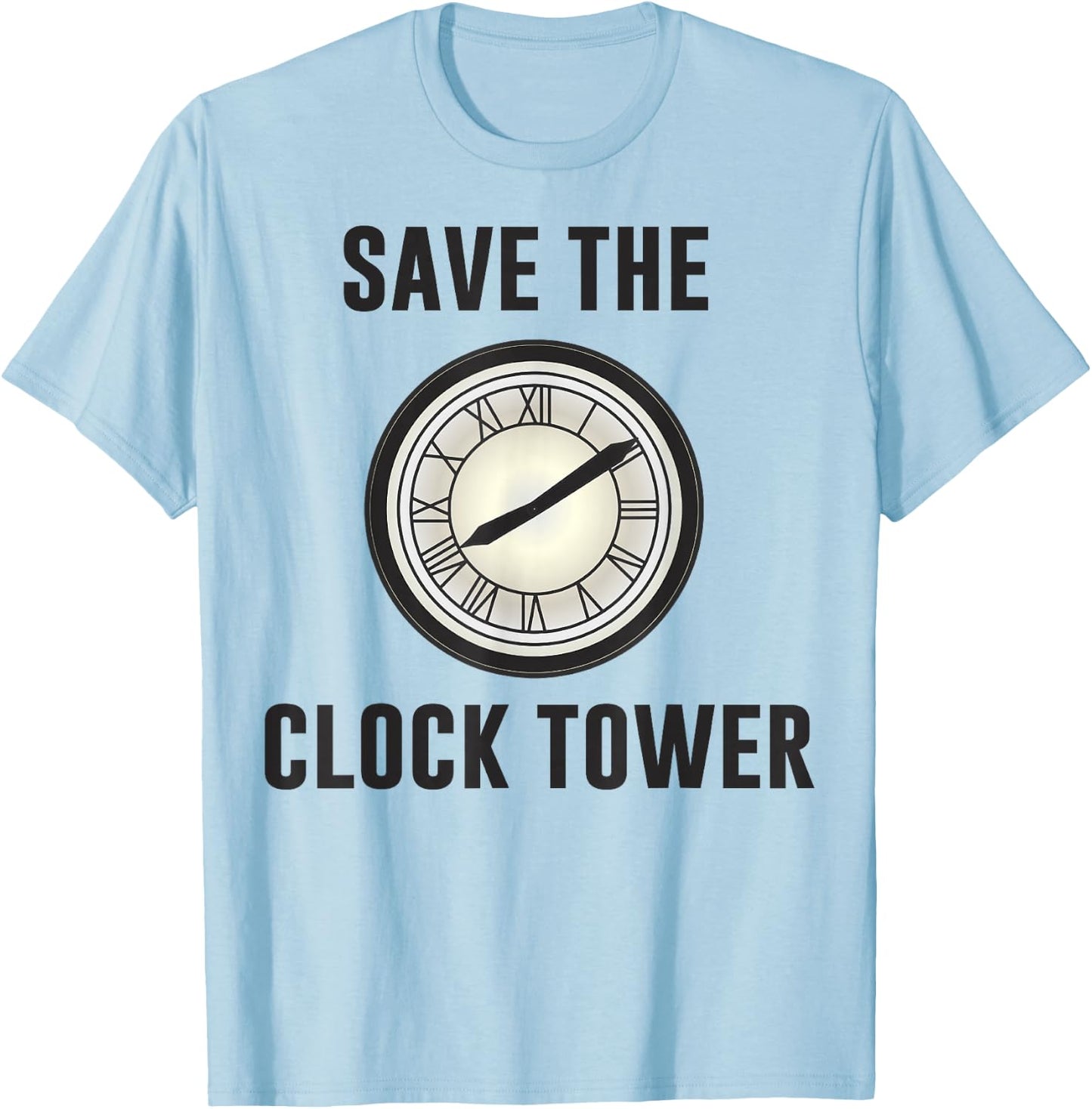 Back to the Future Clock Tower Face Graphic T-Shirt - T-Shirt | Light Blue