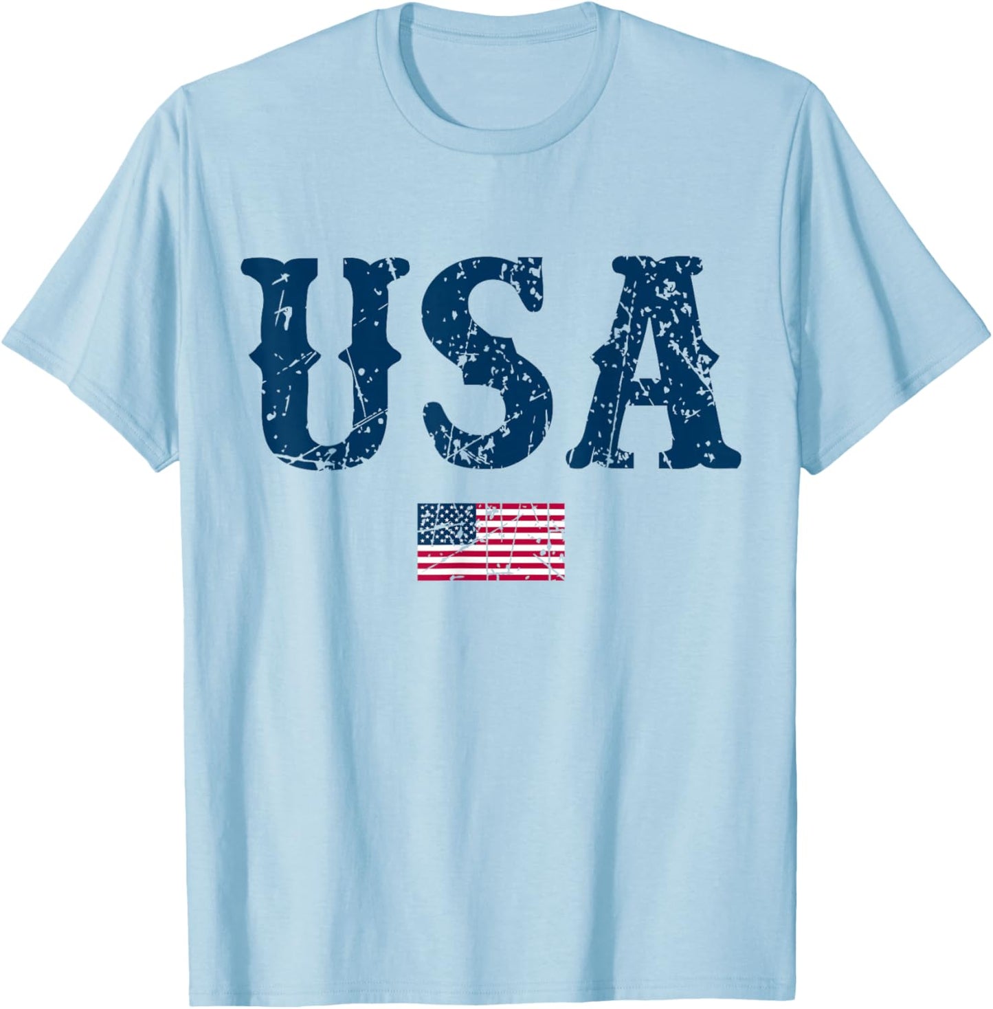 USA United States of America American Flag July 4th T-Shirt - T-Shirt | Light Blue