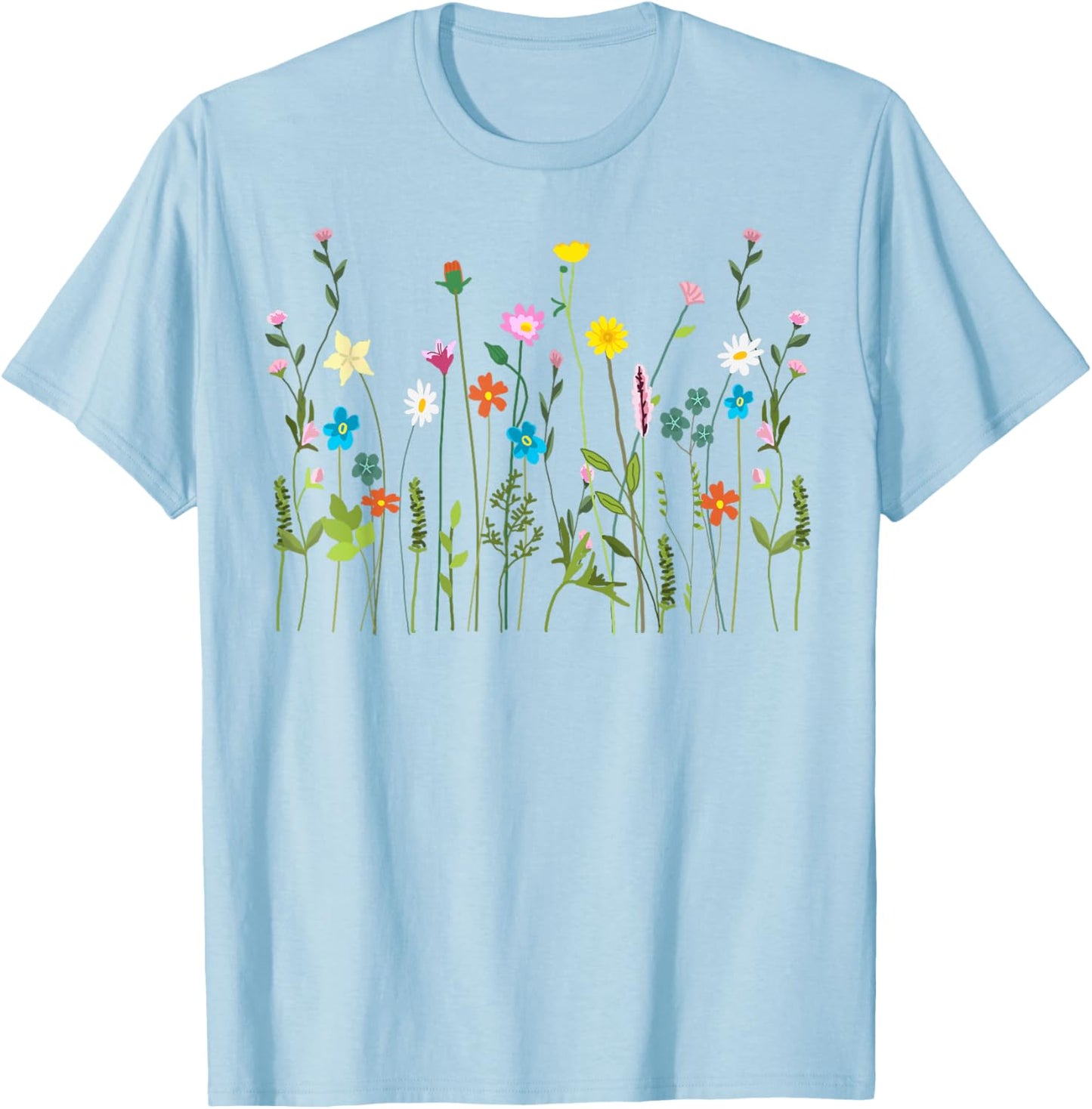 Vom Garten inspiriertes mit Blumendruck, Wildblume, Sommerblüte T-Shirt - T-Shirt | Light Blue