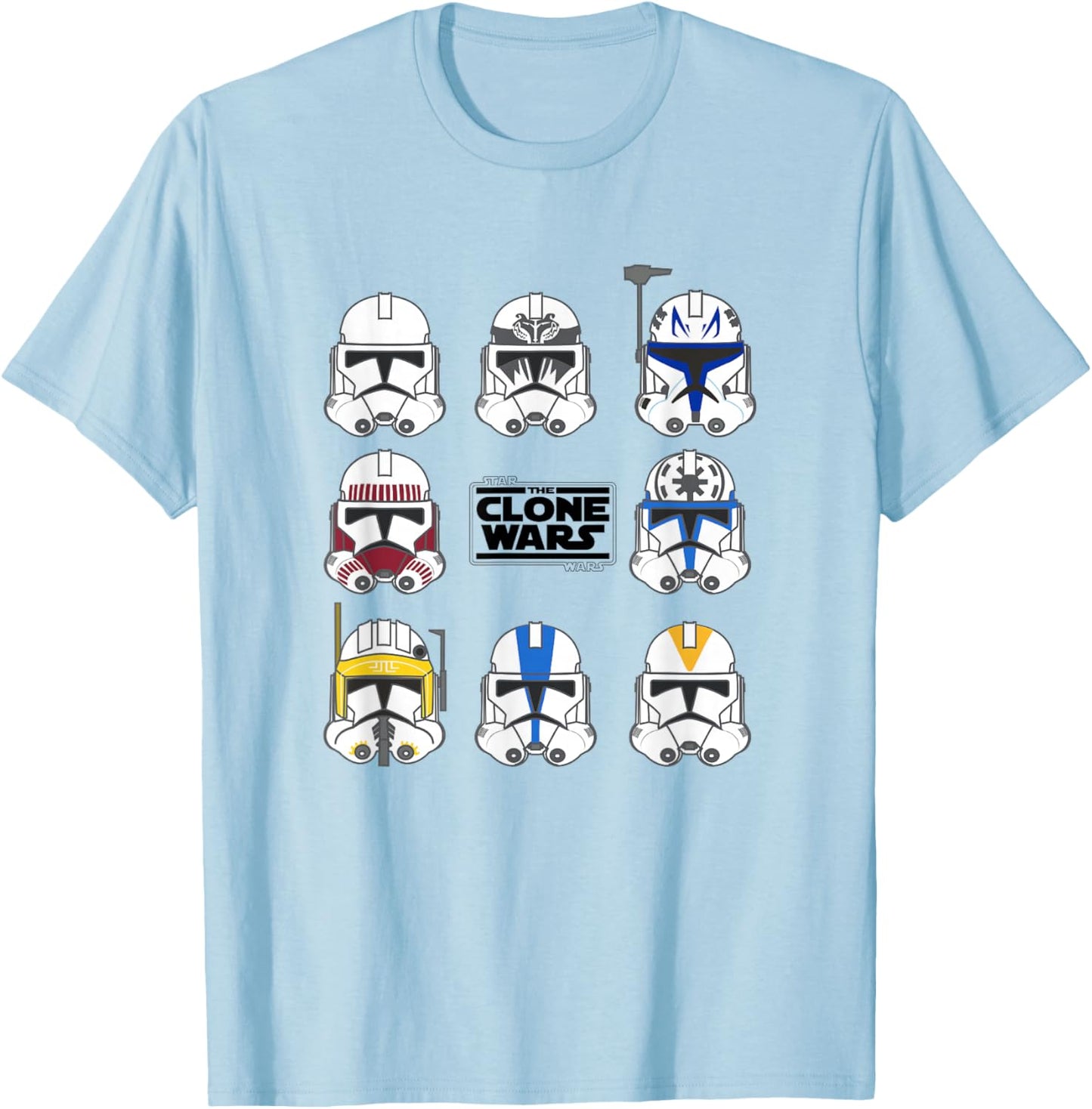 Star Wars: The Clone Wars Multiple Trooper Helmets T-Shirt - T-Shirt | Light Blue