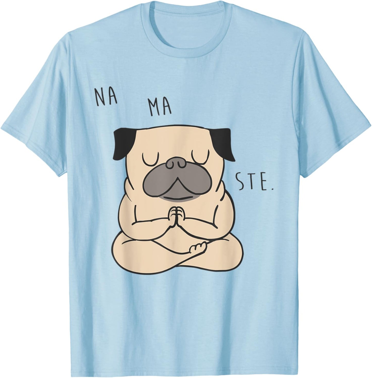 Namaste Pug T-Shirt - T-Shirt | Light Blue