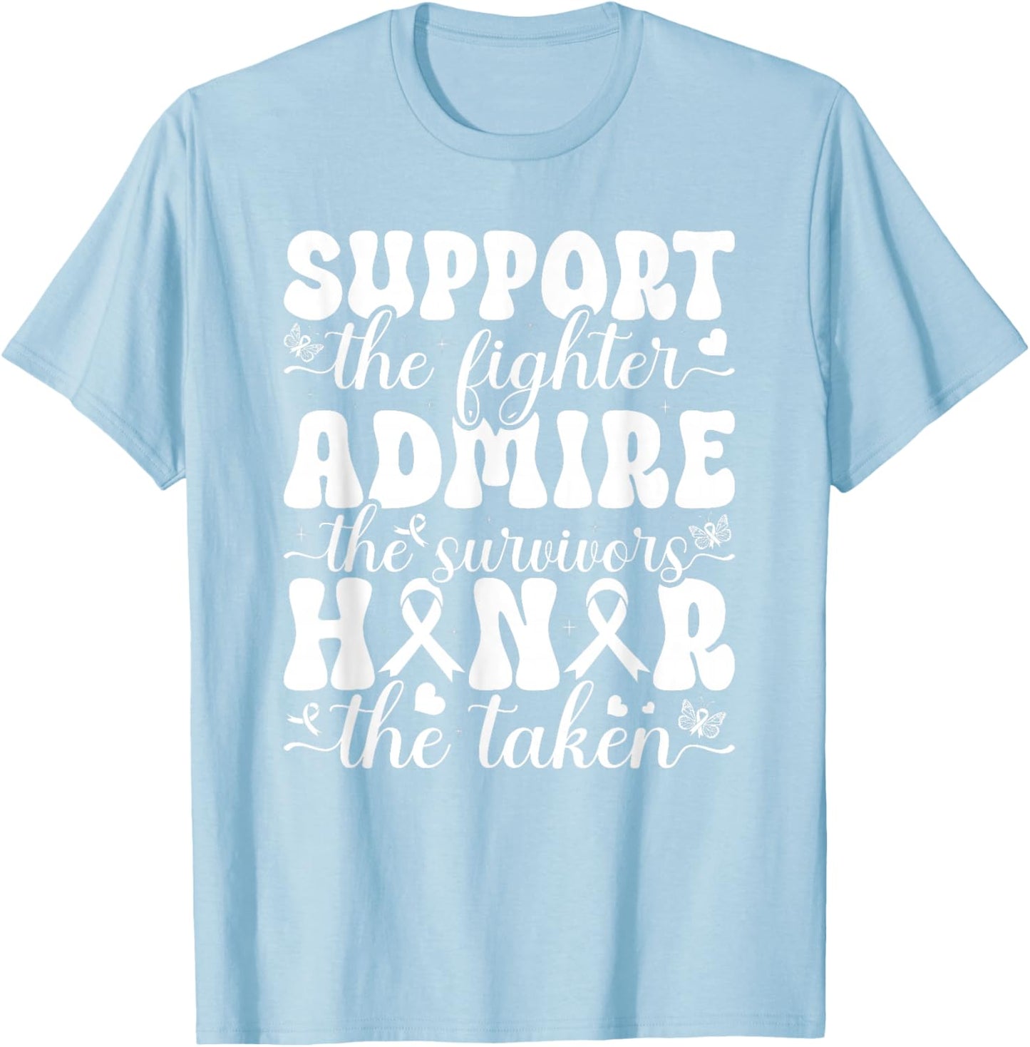 Breast Support Pink Admire Honor Breast Cancer Awareness T-Shirt - T-Shirt | Light Blue