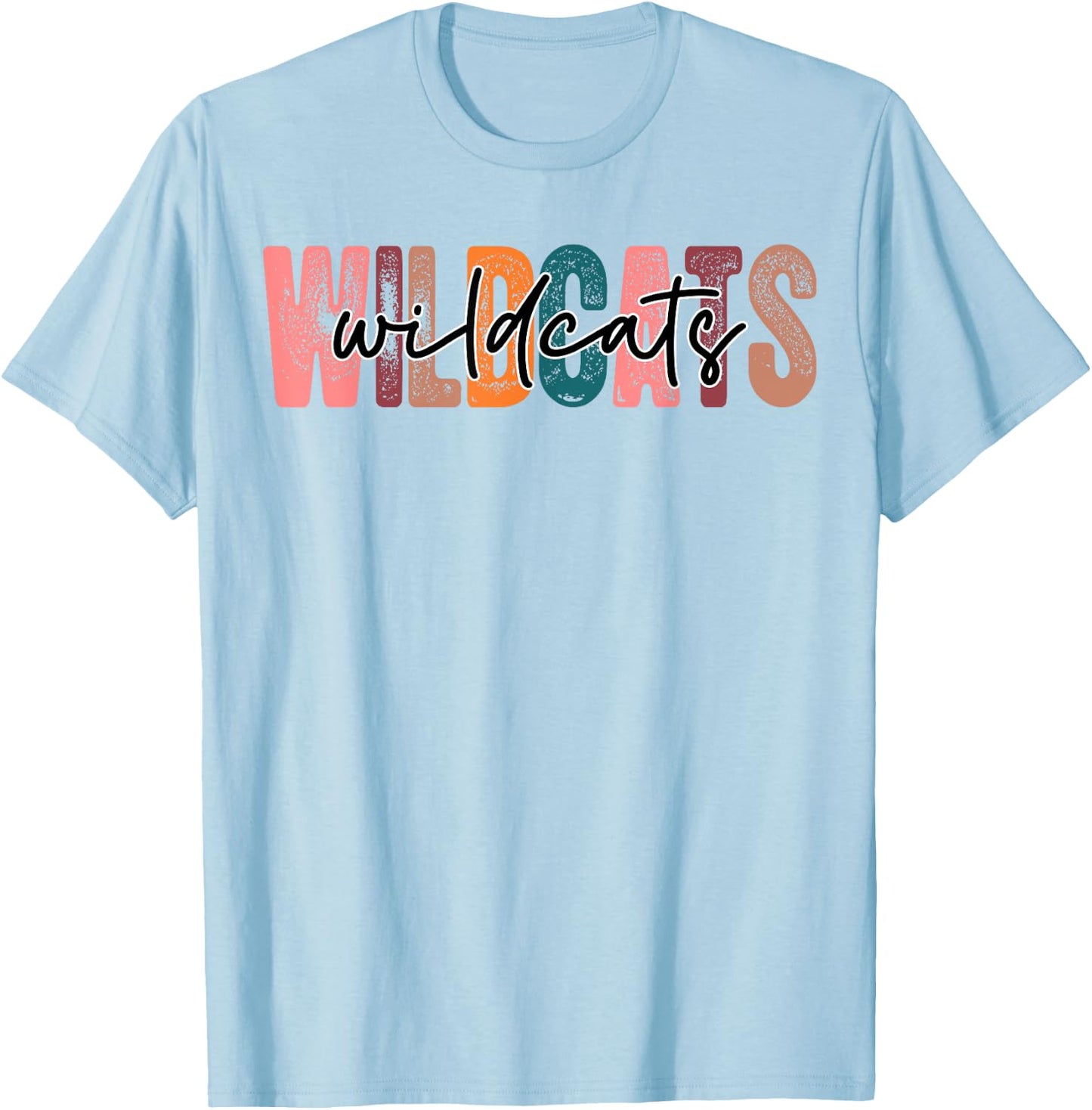 Wildcats School Sports Fan Team Spirit T-Shirt - T-Shirt | Light Blue
