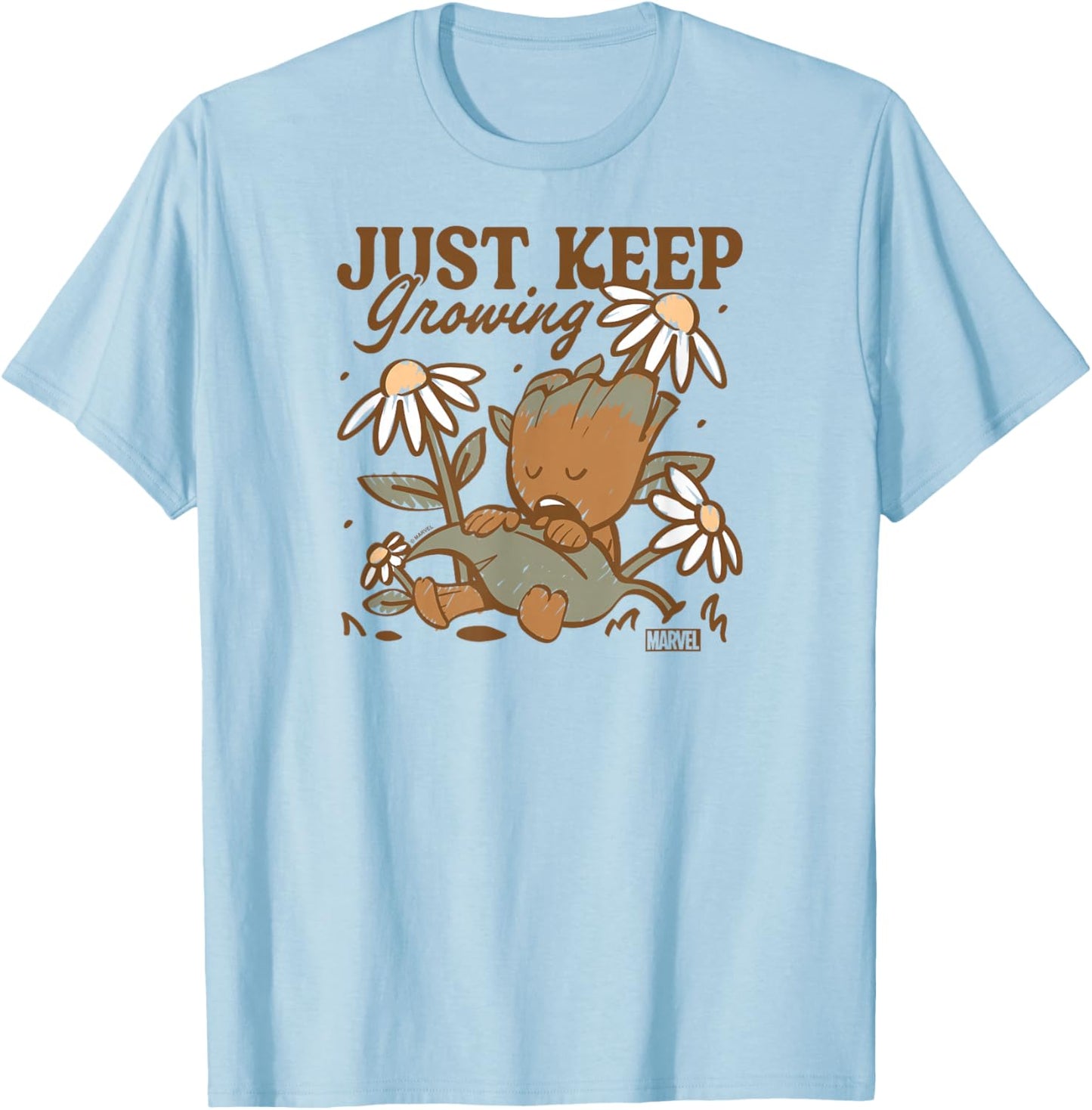 Guardians Of The Galaxy - Just Keep Growing Baby Groot T-Shirt - T-Shirt | Light Blue