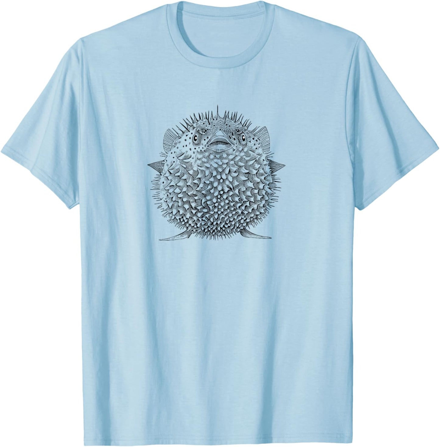 Vintage Retro Illustration Puffer Fish Lover T-Shirt - T-Shirt | Light Blue