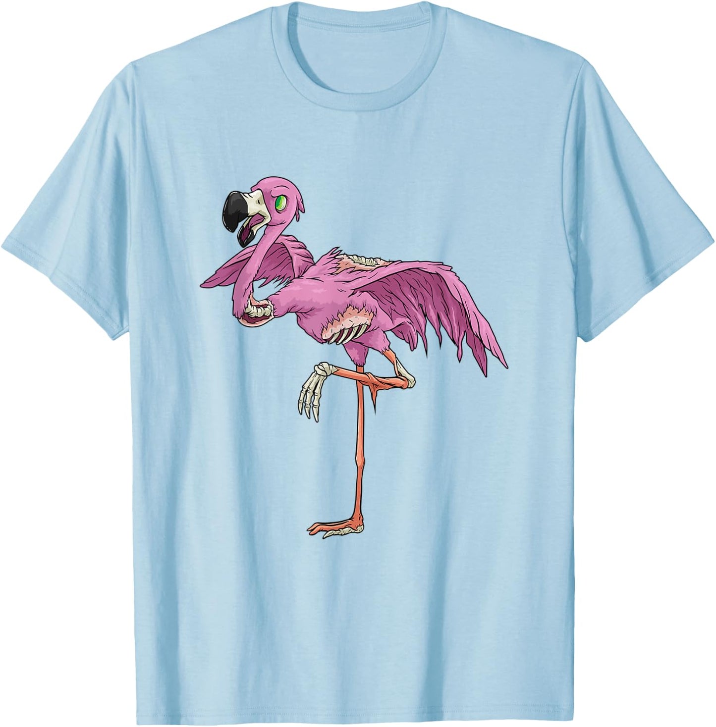 Funny Flamingo funny Zombie Apocalypse Halloween Flamingo T-Shirt - T-Shirt | Light Blue