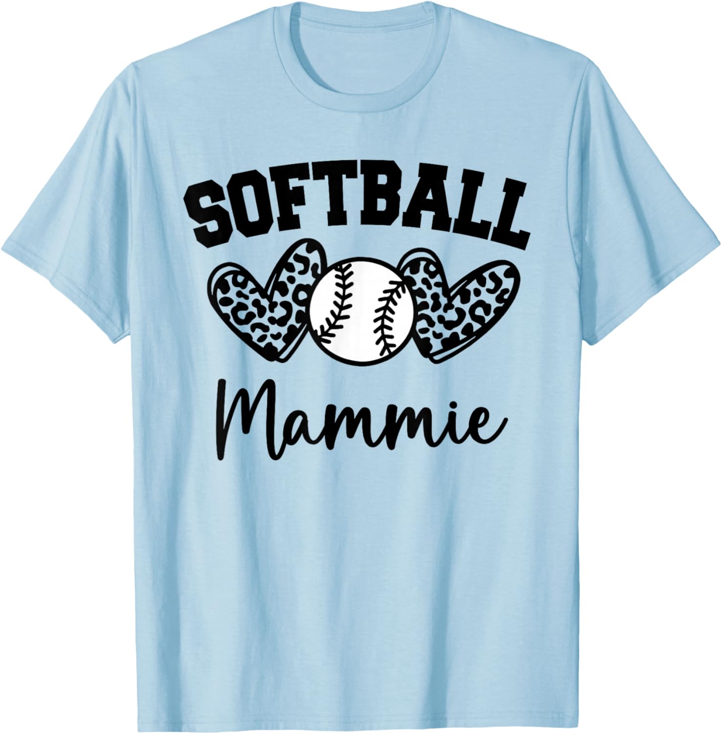 Personalized Baseball Heart Cute Mammie Women Baseball T-Shirt - T-Shirt | Light Blue
