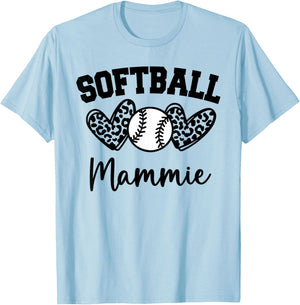 Personalized Baseball Heart Cute Mammie Women Baseball T-Shirt - T-Shirt | Light Blue