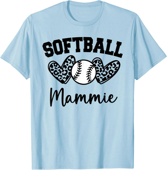 Personalized Baseball Heart Cute Mammie Women Baseball T-Shirt - T-Shirt | Light Blue