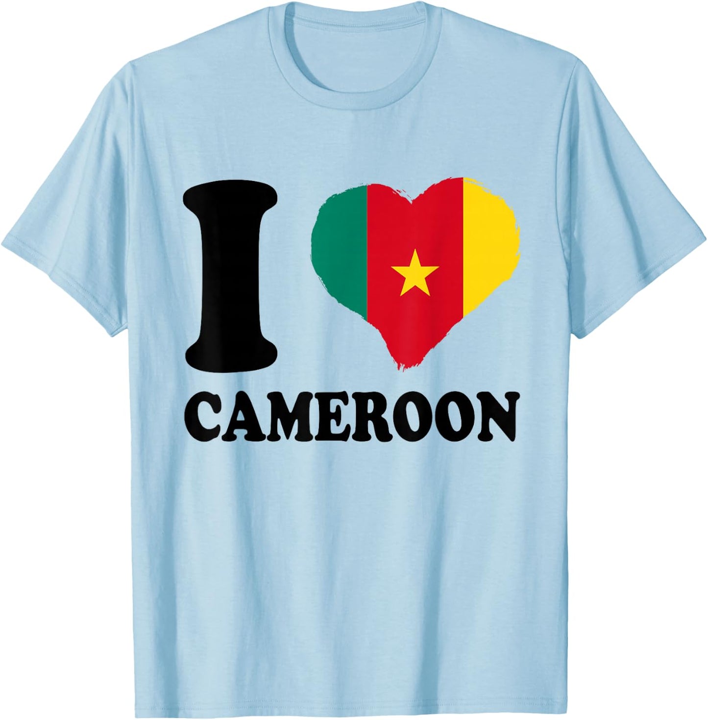 Cameroonian Flag I Love Cameroon Cameroonian Pride Heart T-Shirt - T-Shirt | Light Blue