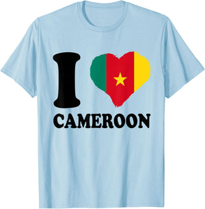 Cameroonian Flag I Love Cameroon Cameroonian Pride Heart T-Shirt - T-Shirt | Light Blue