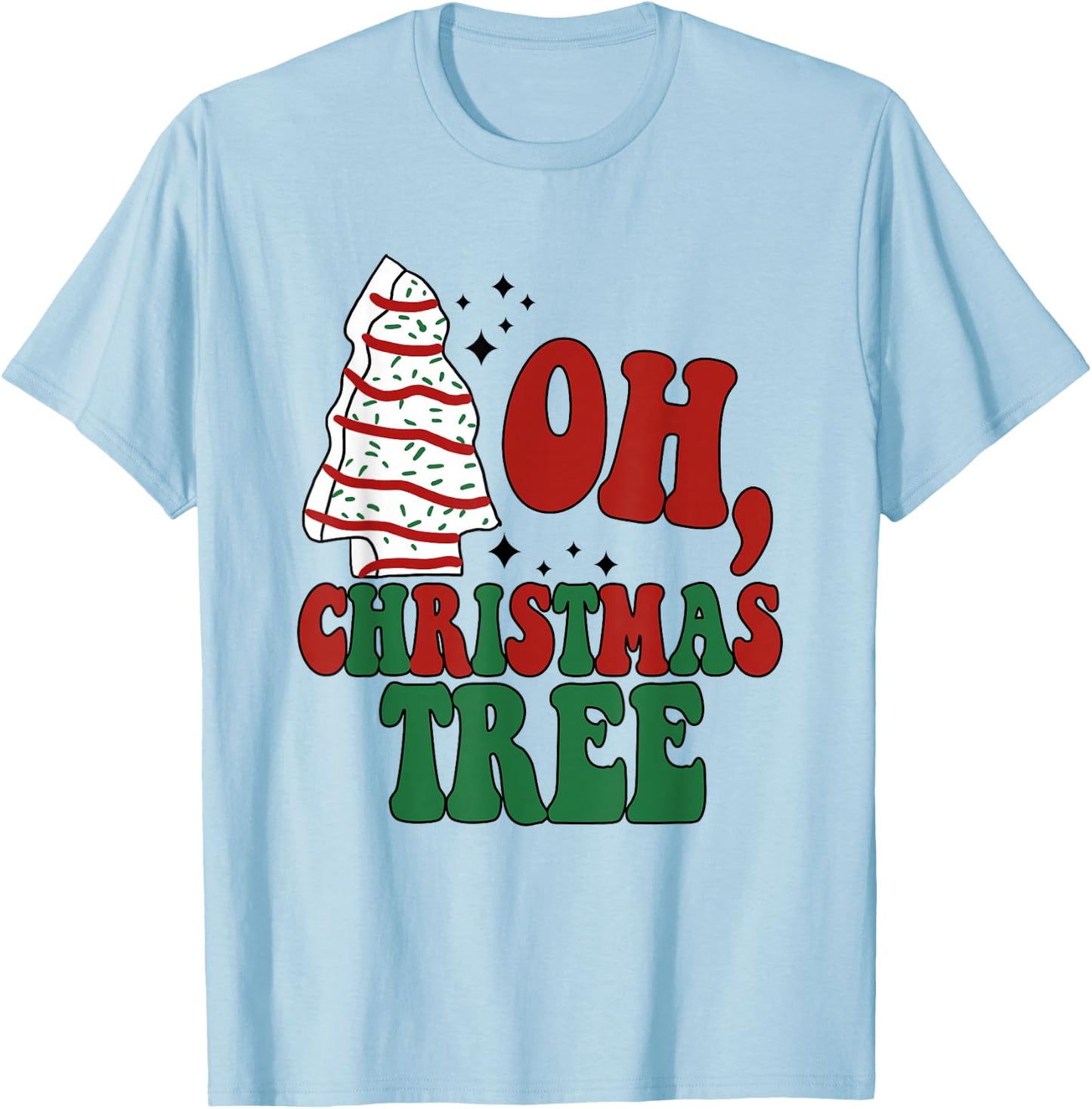 Oh Christmas Tree Cakes Debbie Becky Jen Groovy Retro Pajama T-Shirt - T-Shirt | Light Blue