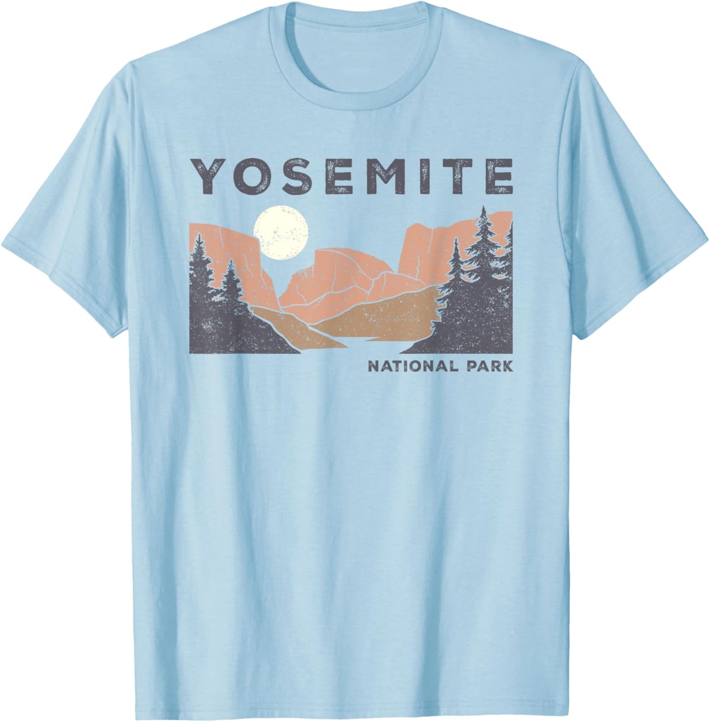 Retro Yosemite Half-Dome National Park Vintage T-Shirt - T-Shirt | Light Blue