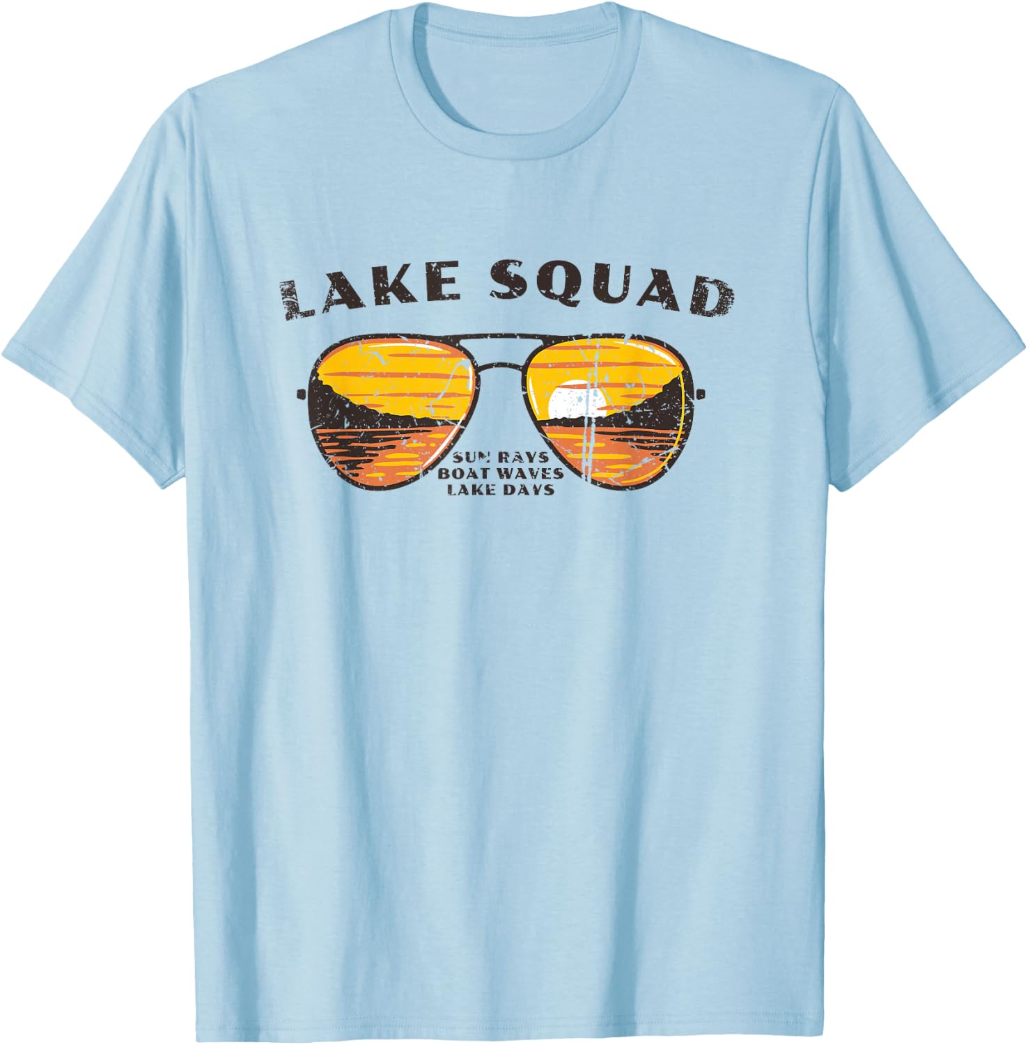 Lake Squad Matching Group Sunset Scene Sunglasses T-Shirt - T-Shirt | Light Blue