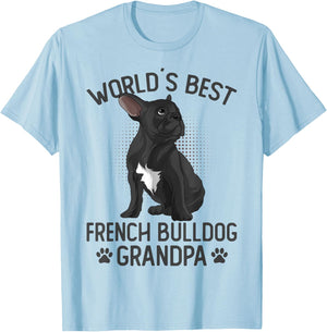 World´s Best French Bulldog Grandpa Funny Frenchie Dog Lover Men T-Shirt - T-Shirt | Light Blue