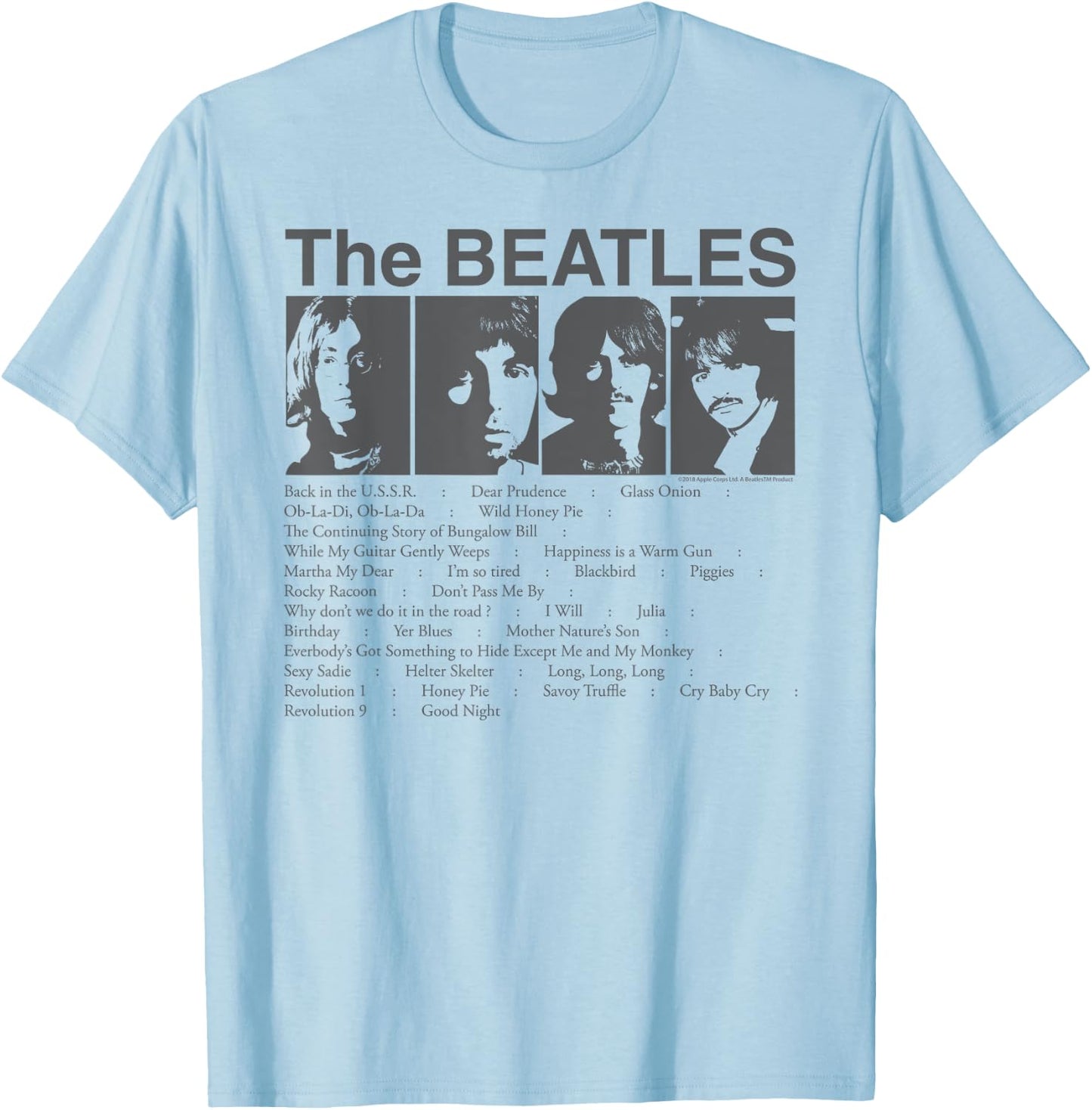 The Beatles - Song List T-Shirt - T-Shirt | Light Blue