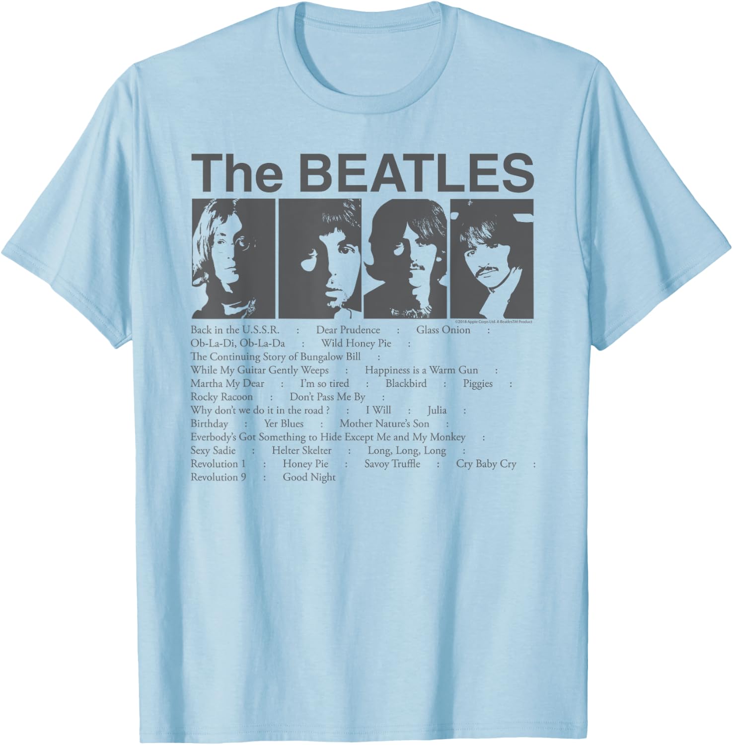 The Beatles - Song List T-Shirt - T-Shirt | Light Blue