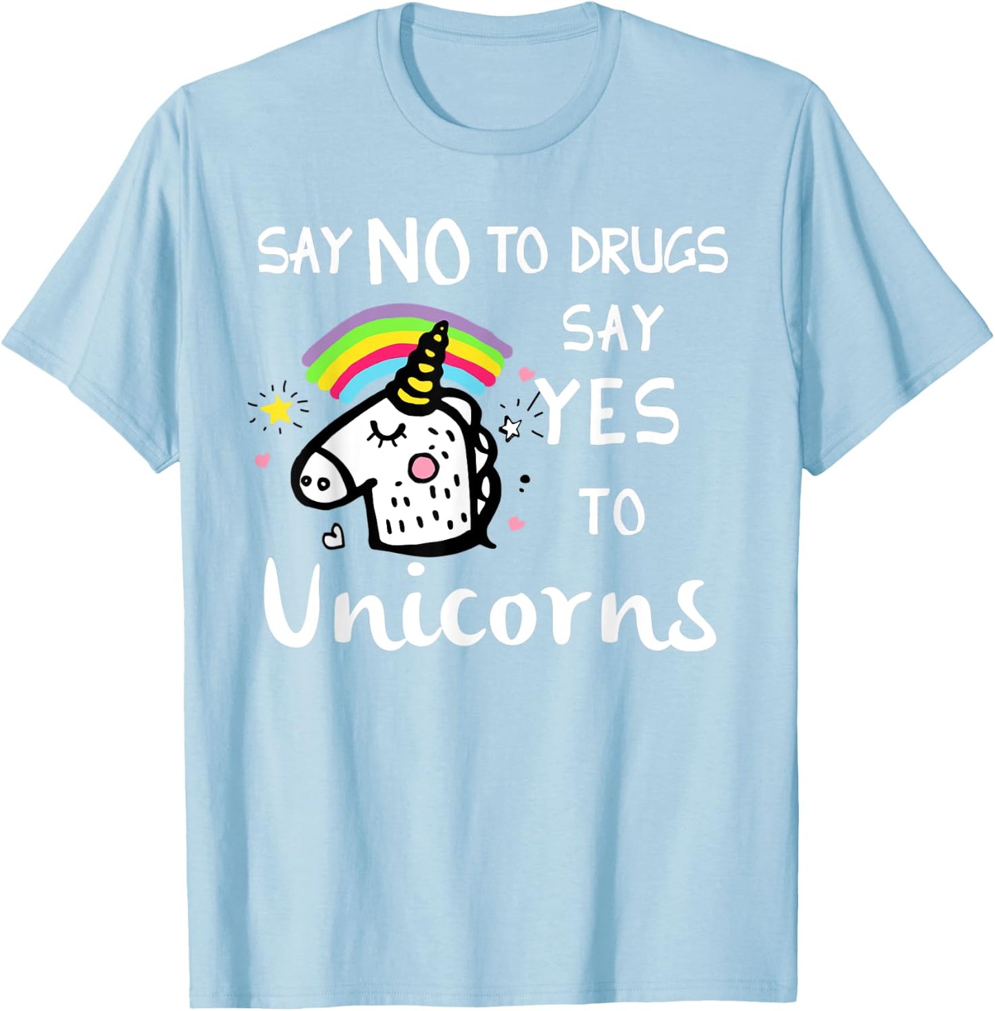 Red Ribbon Week Kids Youth Say No Say Yes to Unicorns T-Shirt - T-Shirt | Light Blue
