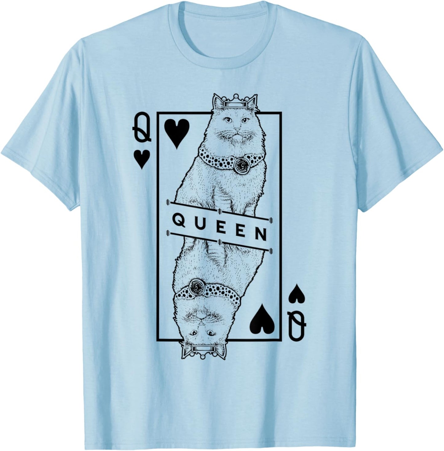 Siberian Cat Lover Queen Of Hearts Funny Pop Art T-Shirt - T-Shirt | Light Blue