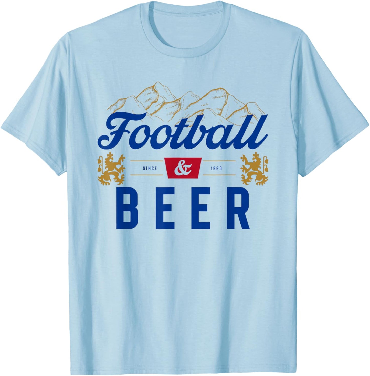 Vintage Football And Beer Drinking Game Day Football Season T-Shirt - T-Shirt | Light Blue
