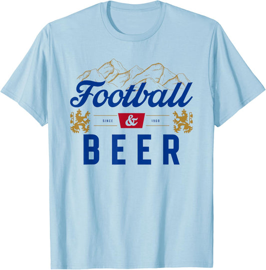 Vintage Football And Beer Drinking Game Day Football Season T-Shirt - T-Shirt | Light Blue
