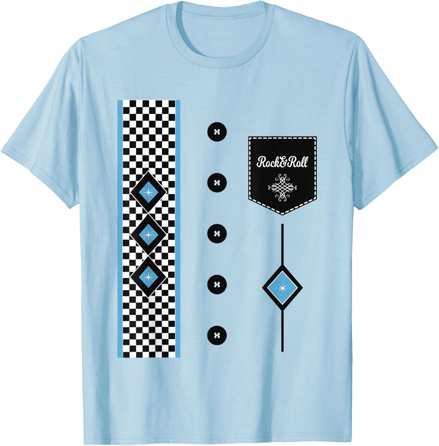 1950s Sock Hop Costume Retro 50s Rockabilly Bowling T-Shirt - T-Shirt | Light Blue
