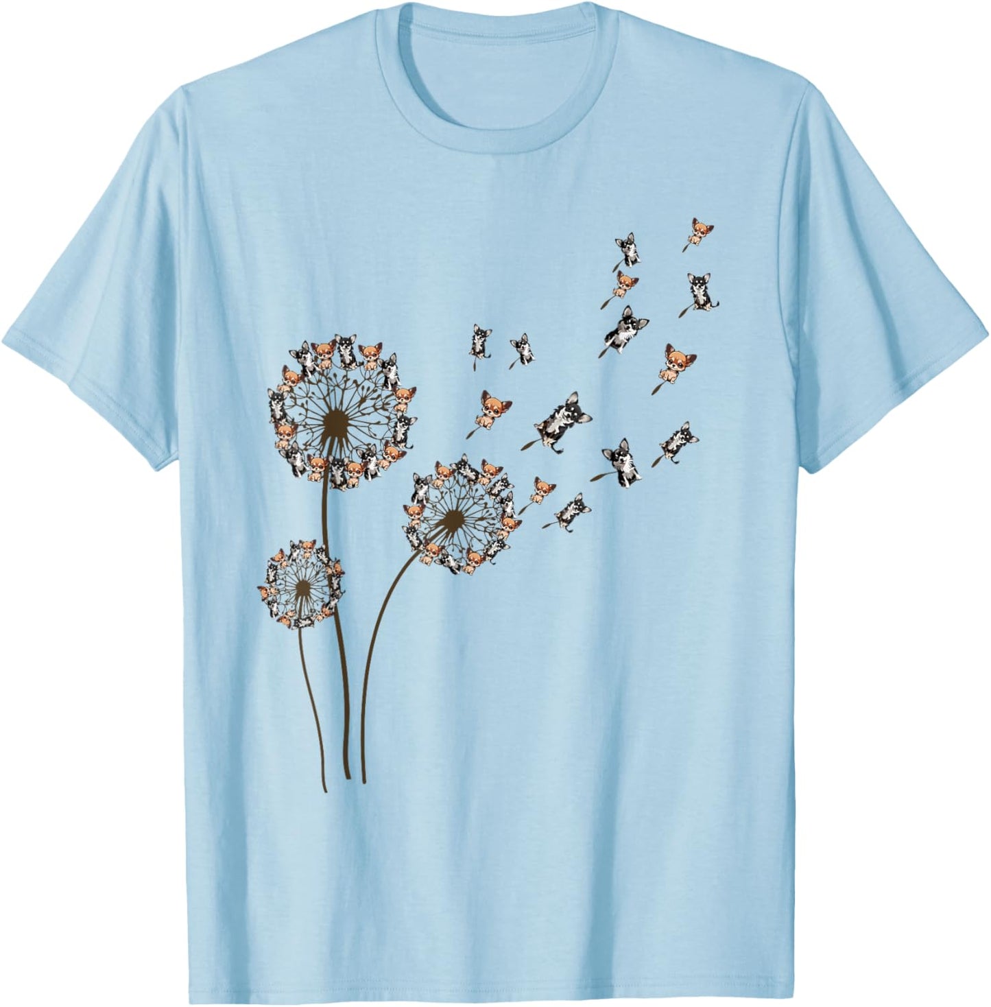 Chihuahua Dandelion Flower Dog Mom Mama T-Shirt - T-Shirt | Light Blue