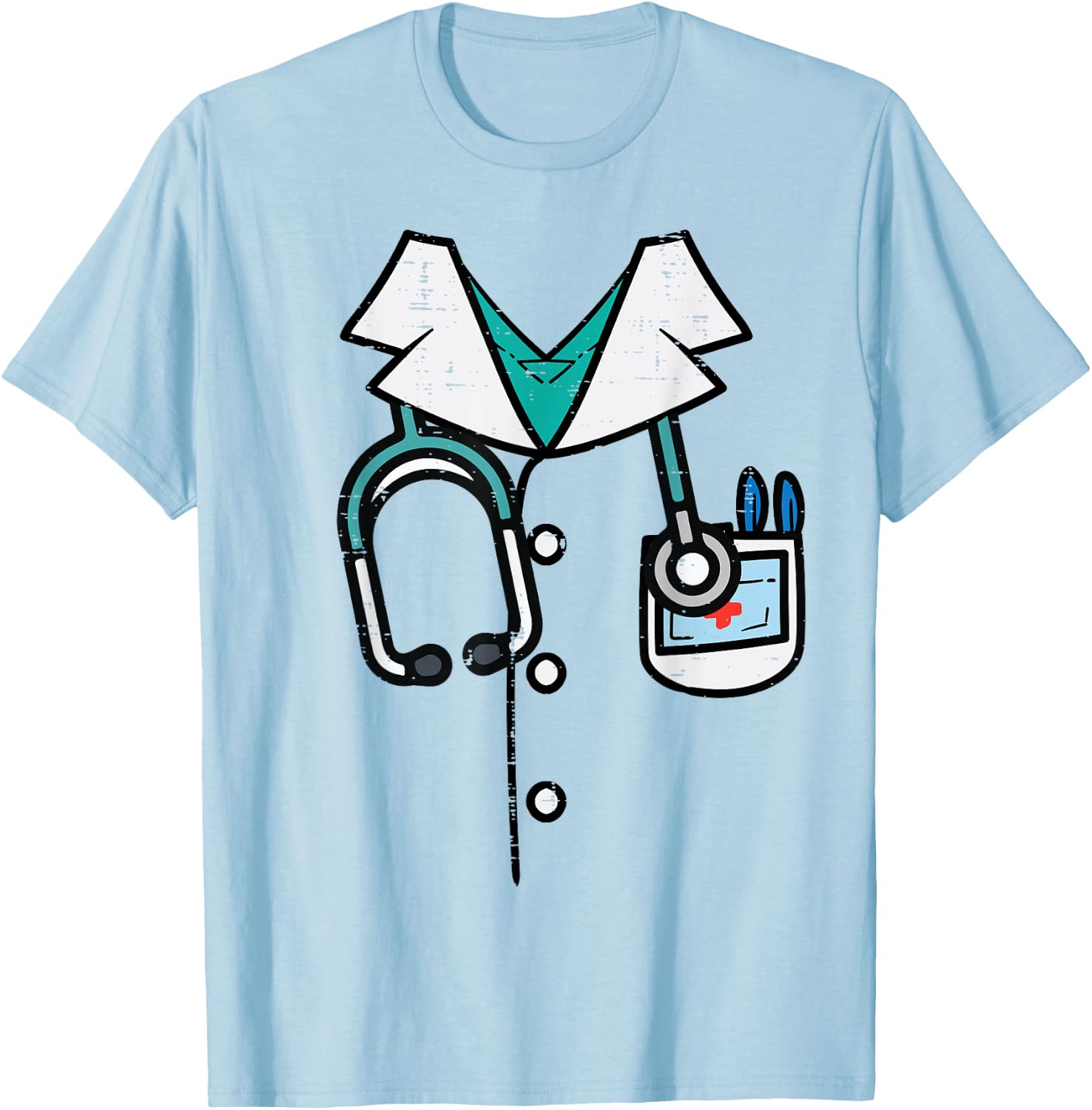 Doctor Costume Lab Coat Halloween Medical Men Women Kids T-Shirt - T-Shirt | Light Blue