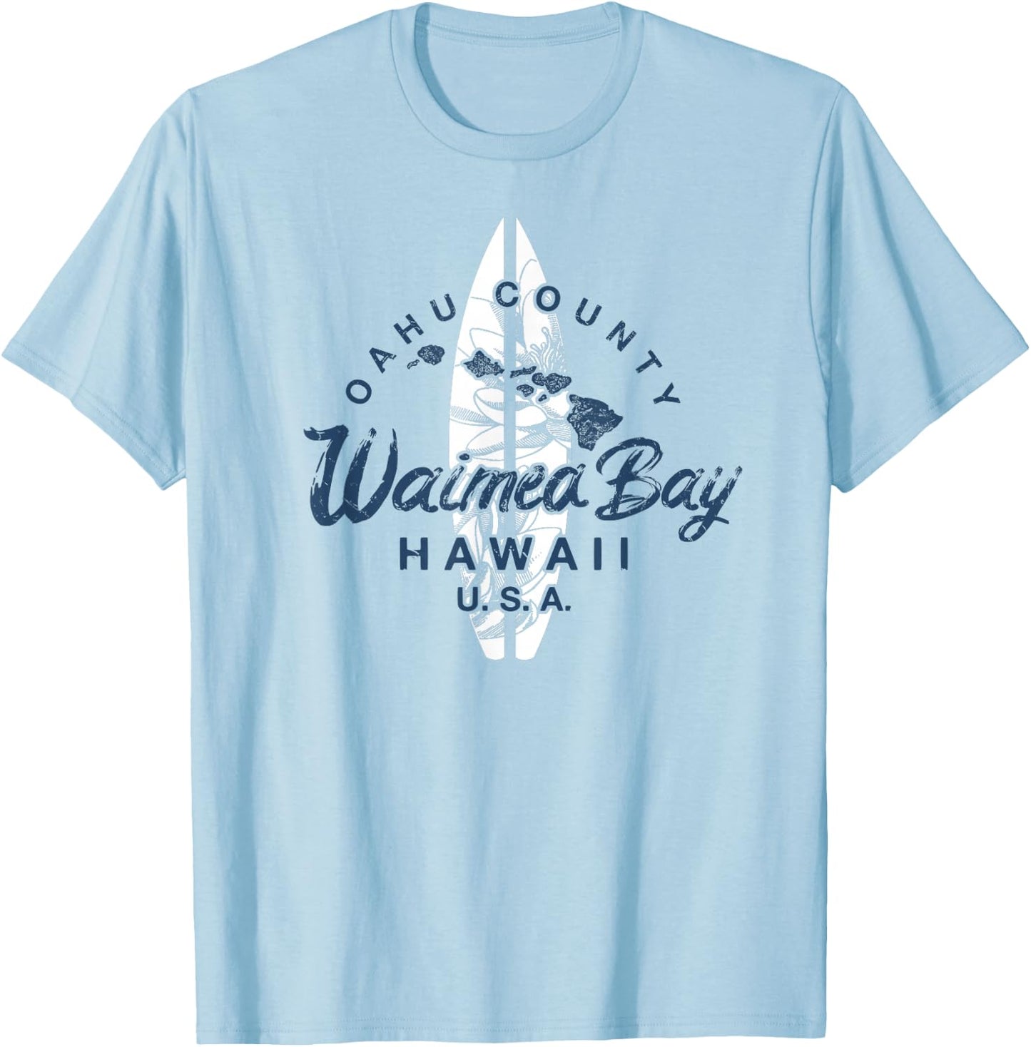 Waimea Bay Hawaii North Shore Oahu Hawaiian Surfing Vintage T-Shirt - T-Shirt | Light Blue